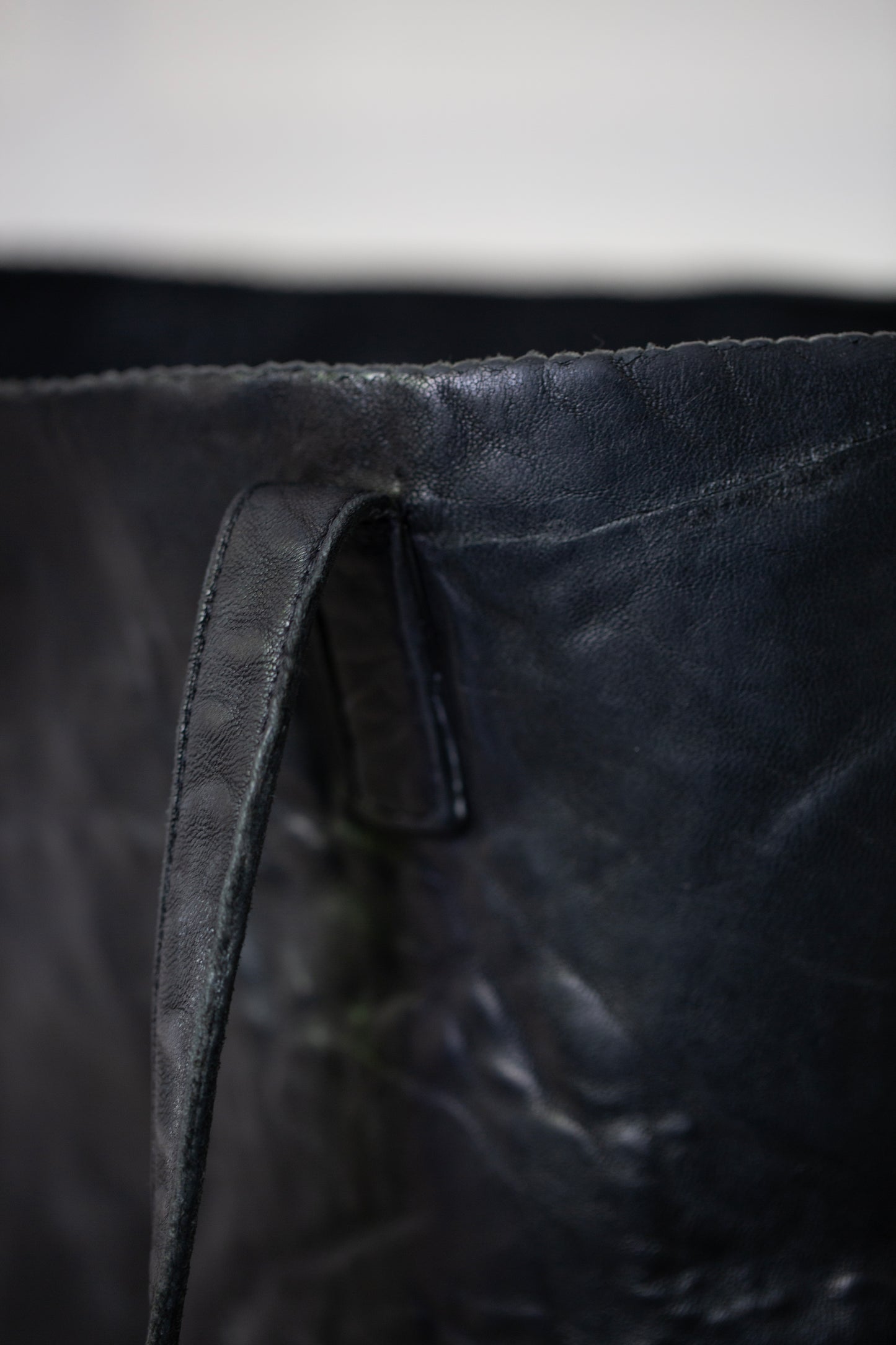 Black waxed Leather Tote Bag