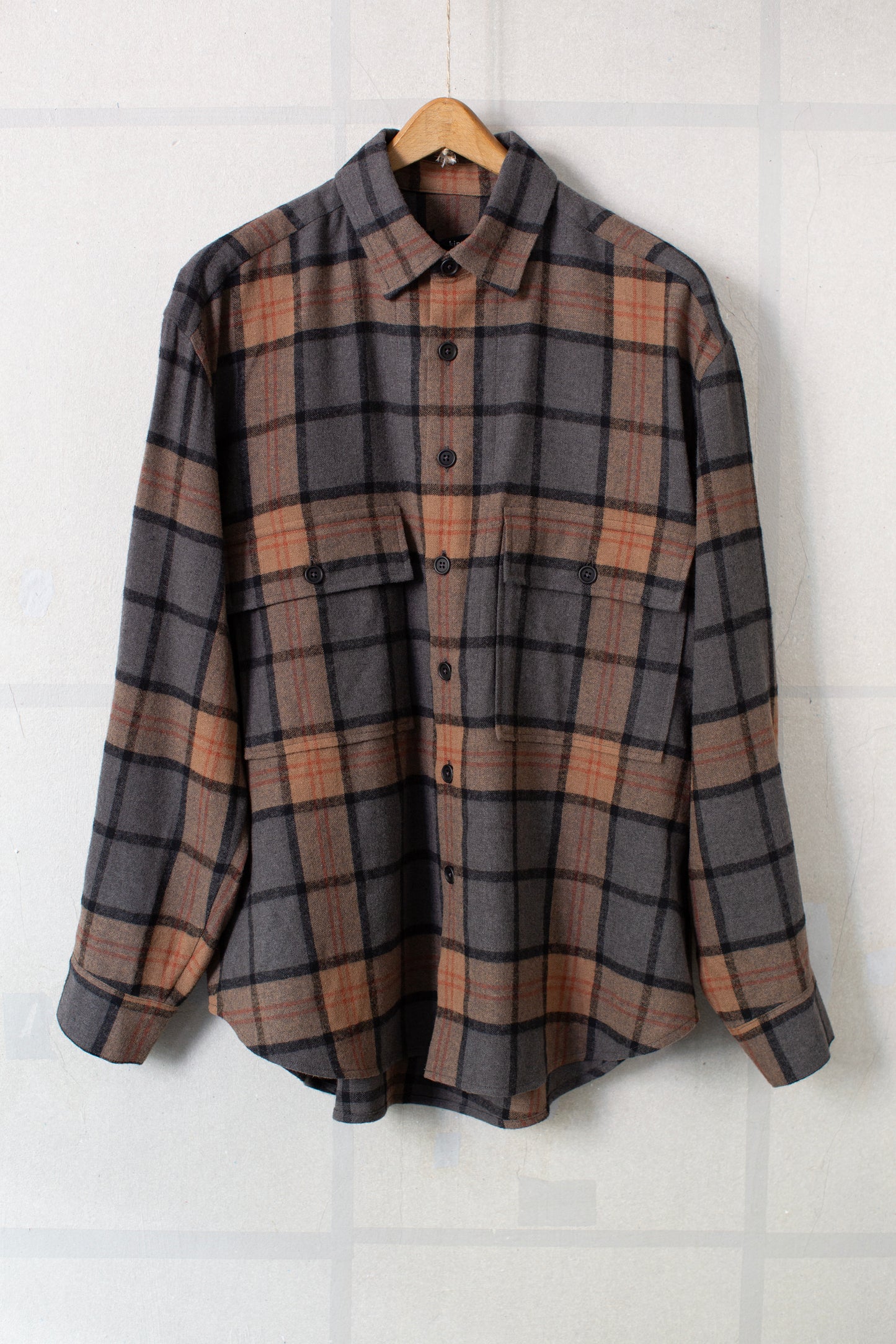 Big Shirt in Brushed Wool/Cashmere Check