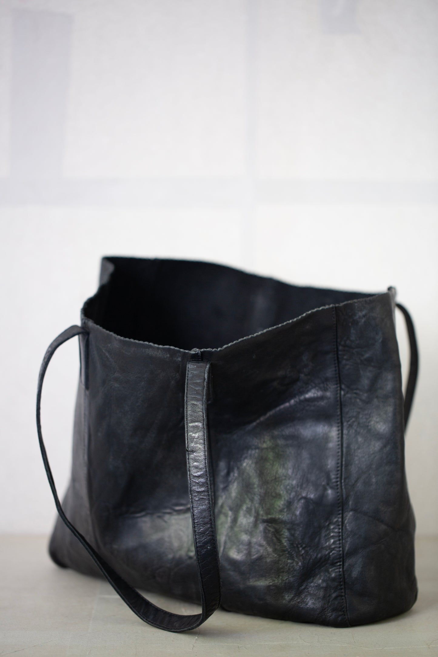 Large Black waxed Leather Bag