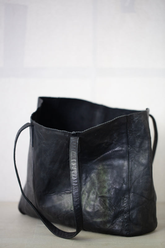 Large Black waxed Leather Bag