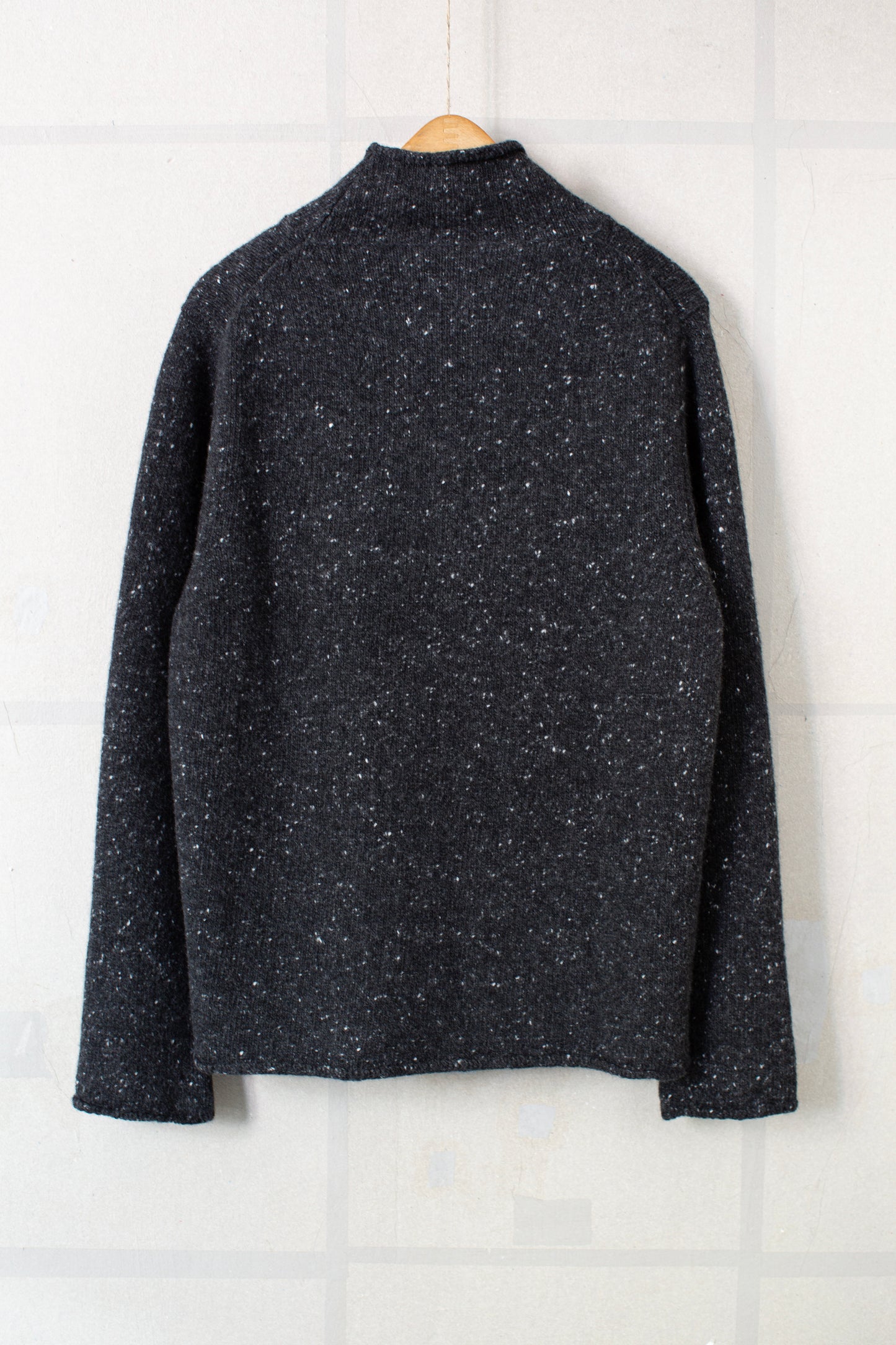 Rollneck Sweater in Black Wool/Cashmere Tweed