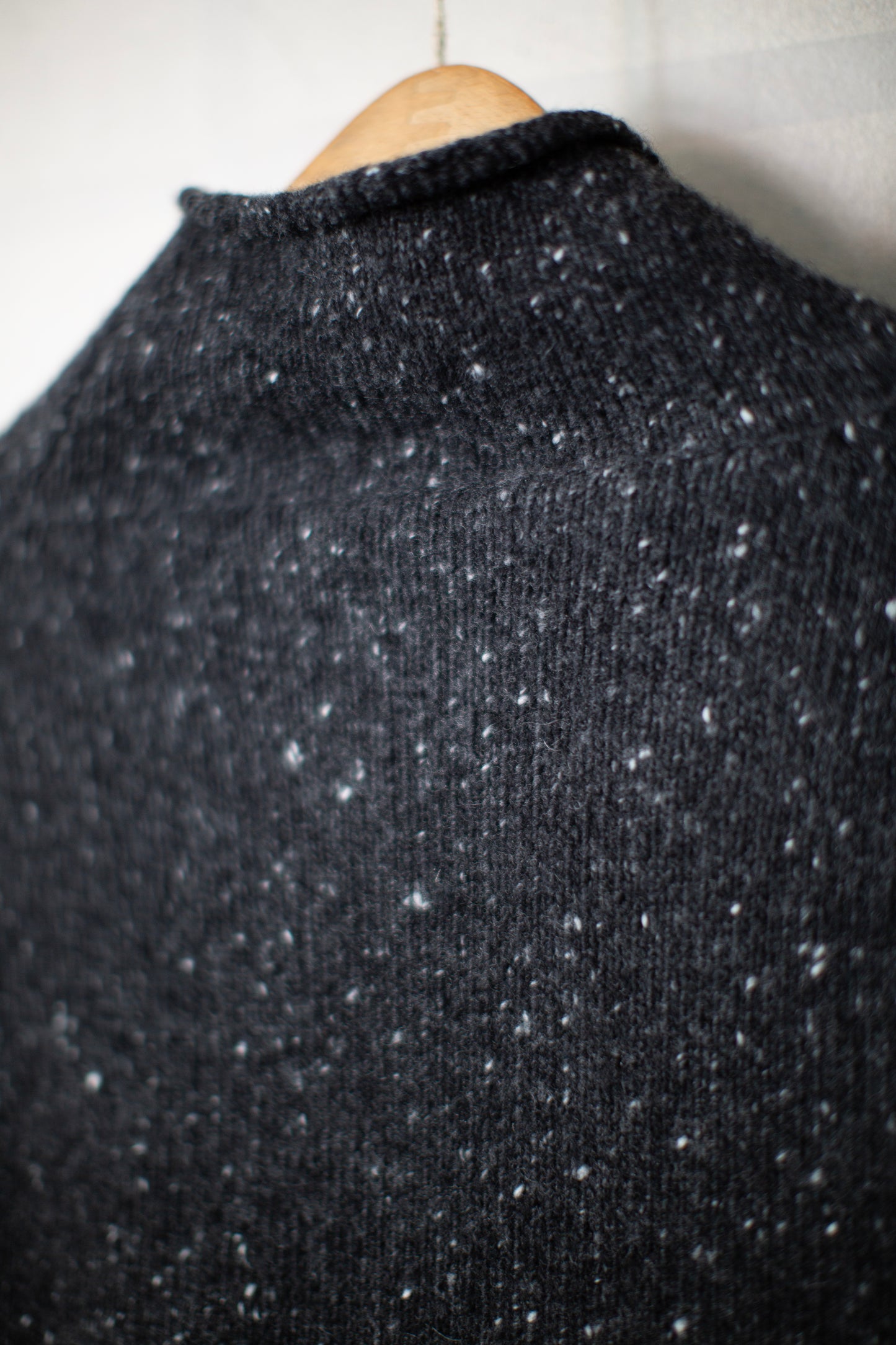 Rollneck Sweater in Black Wool/Cashmere Tweed