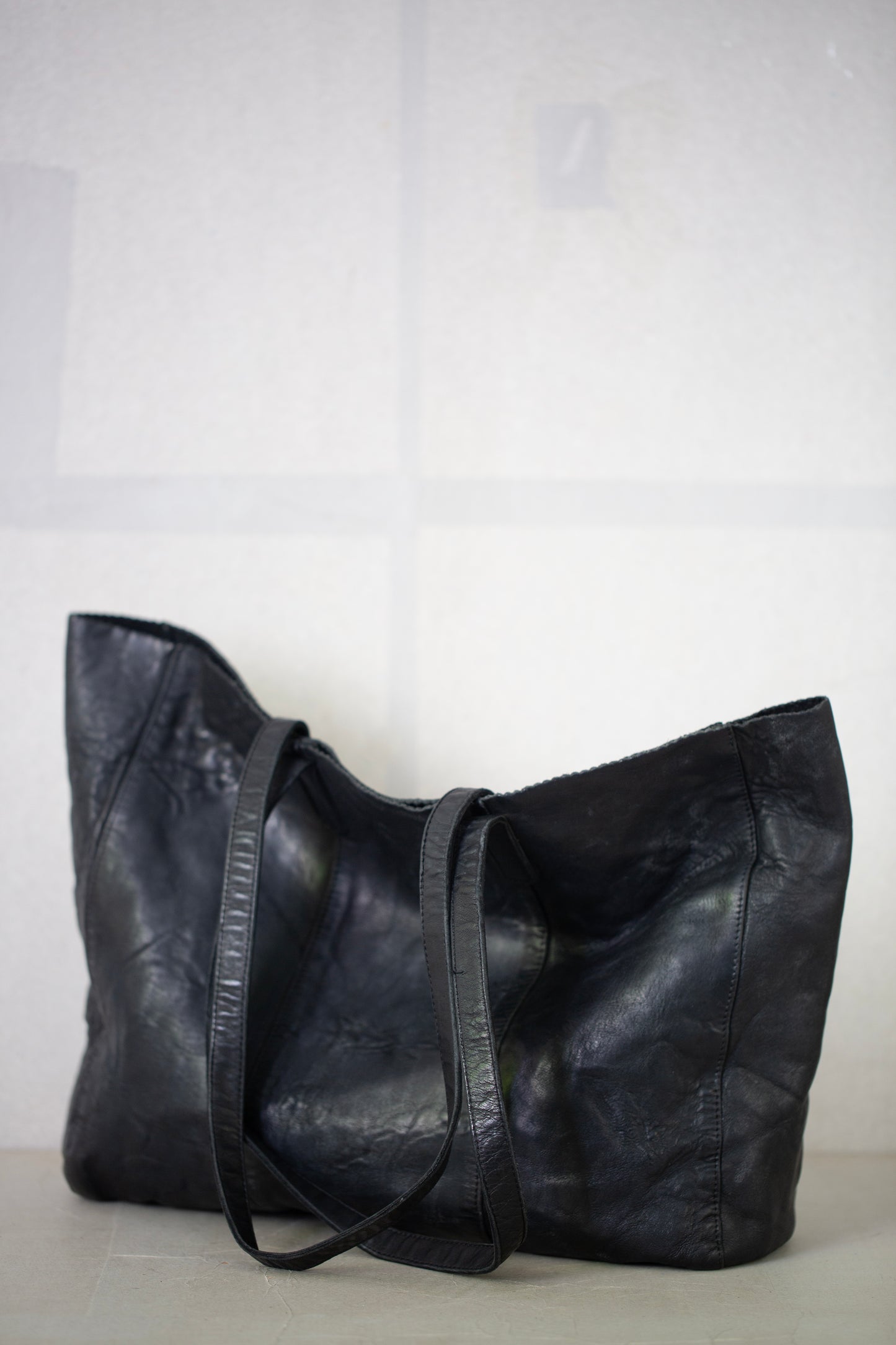 Large Black waxed Leather Bag