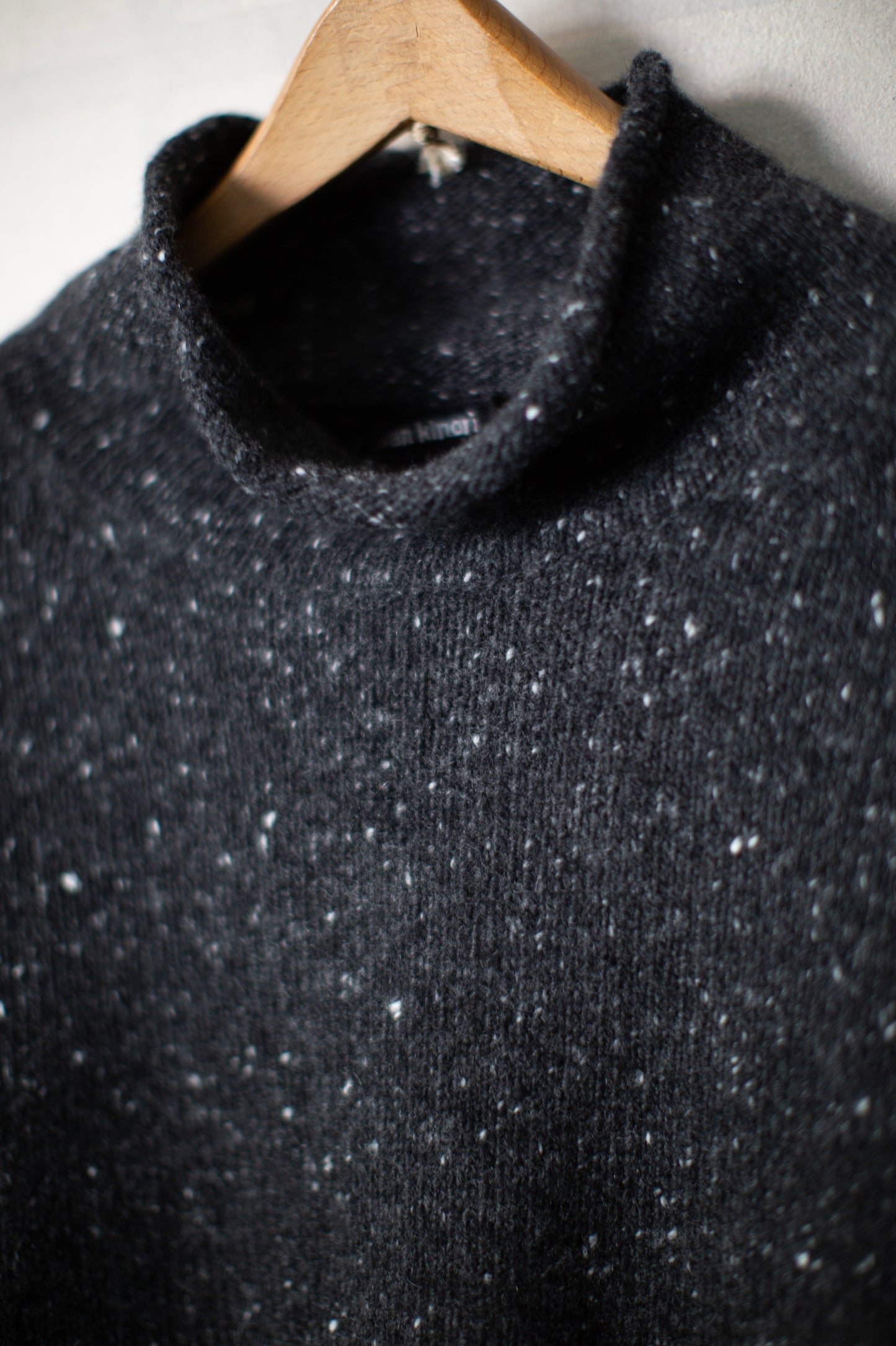 Rollneck Sweater in Black Wool/Cashmere Tweed