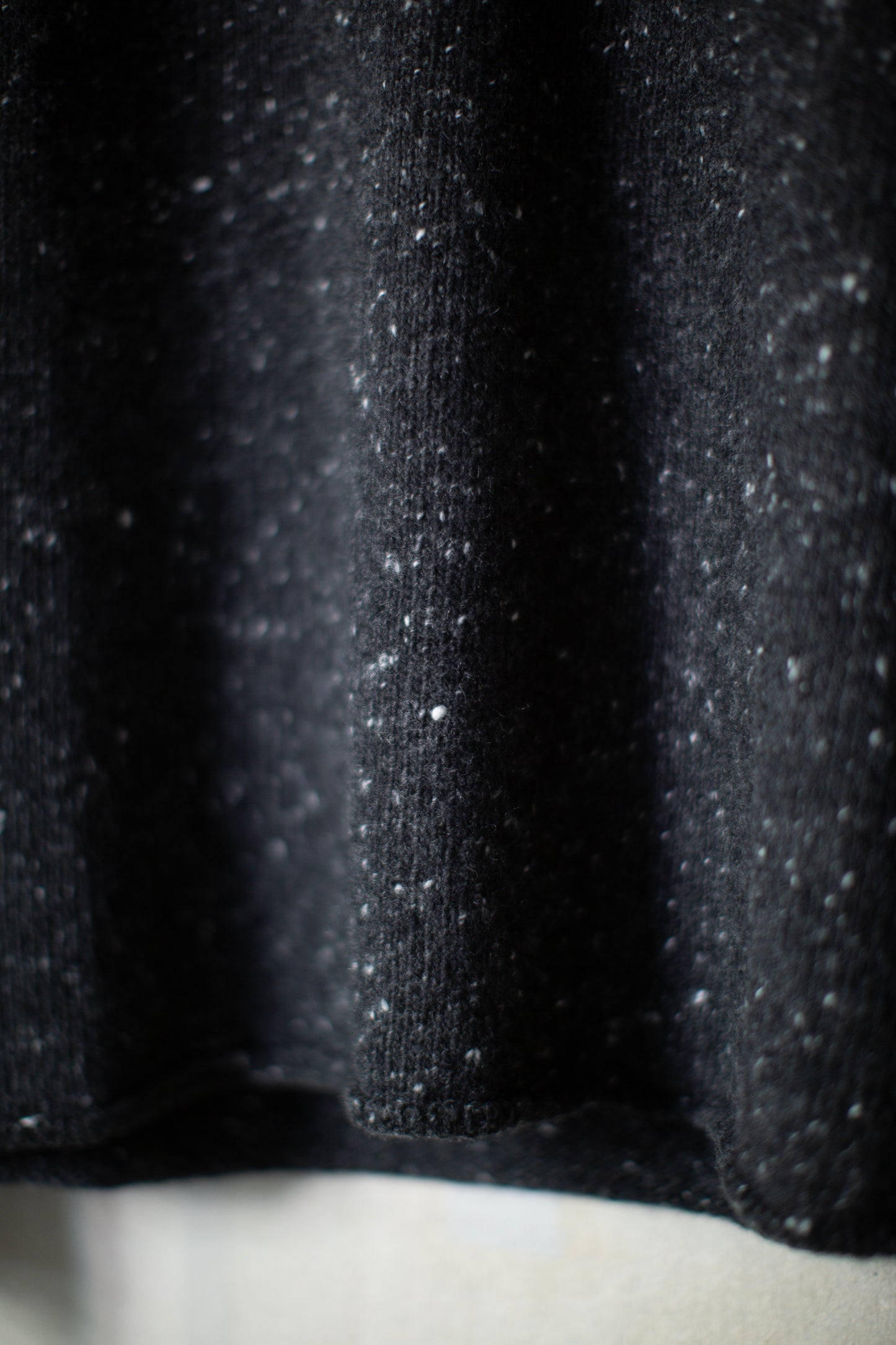 Rollneck Sweater in Black Wool/Cashmere Tweed