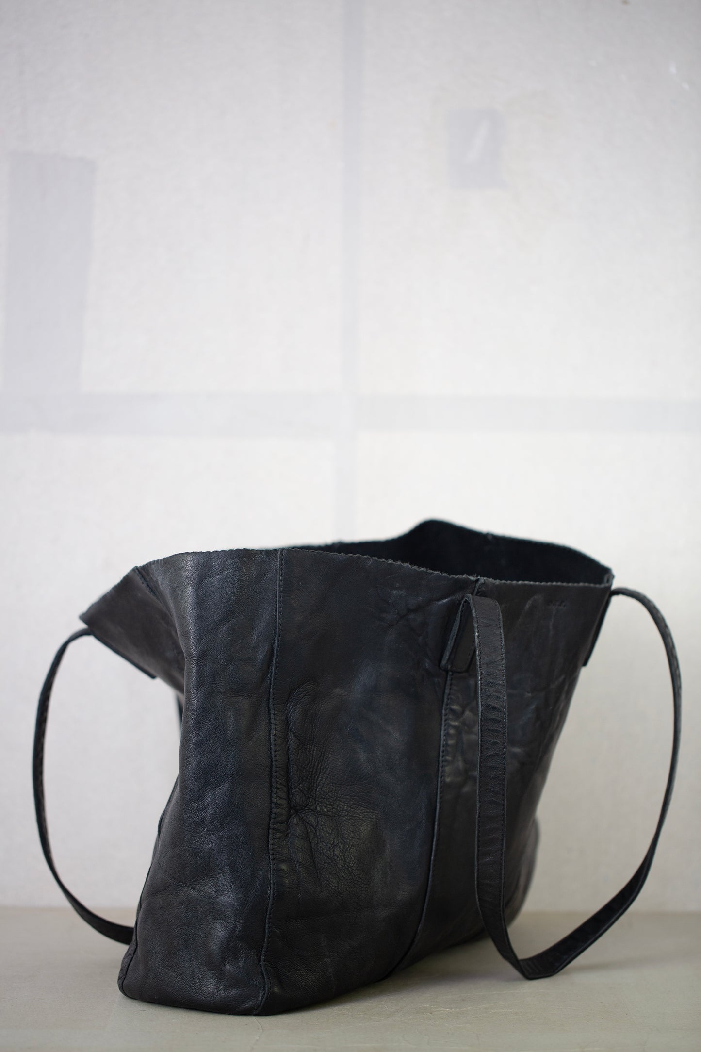Large Black waxed Leather Bag
