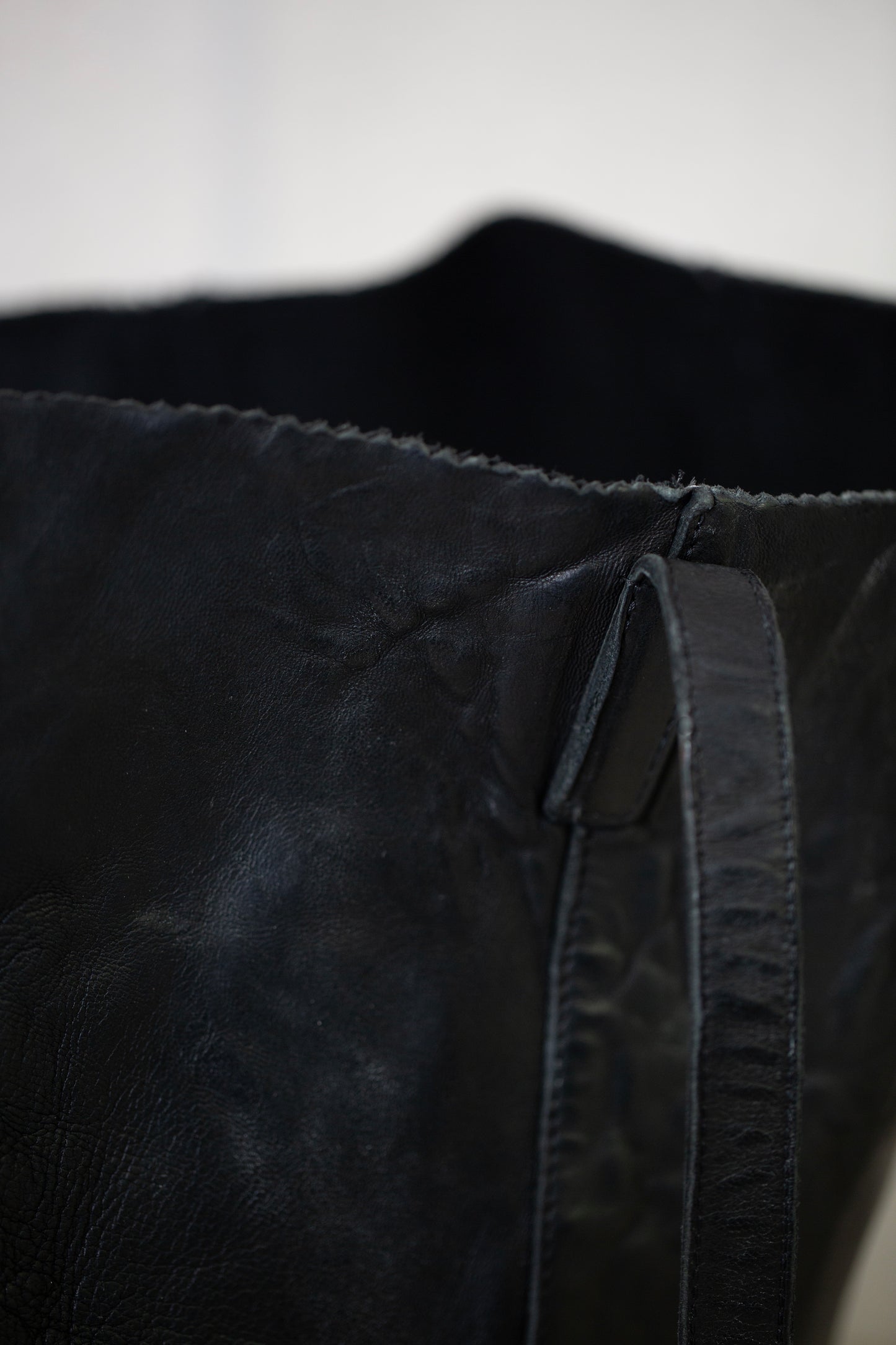 Large Black waxed Leather Bag