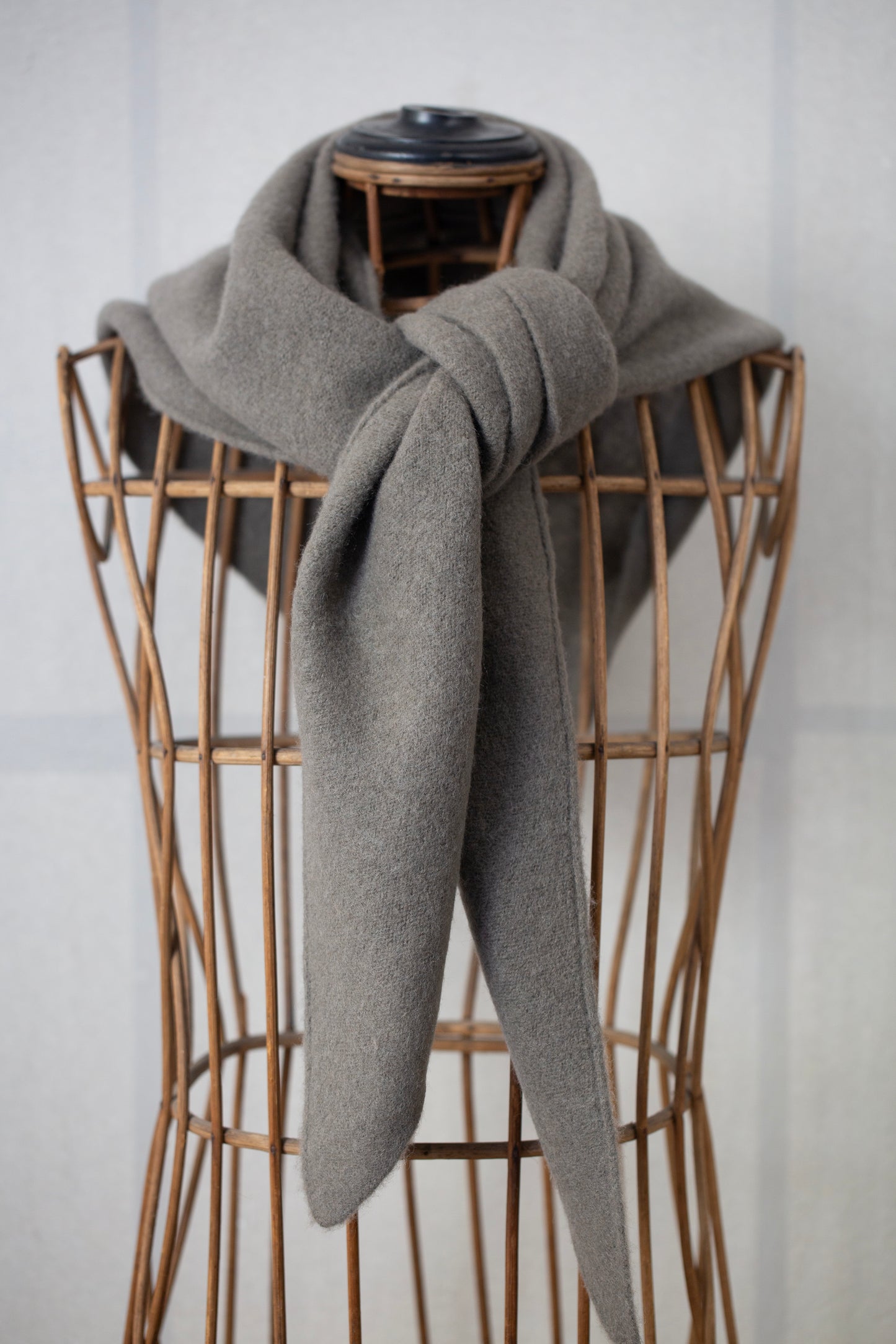 Grey yak wool triangle scarf