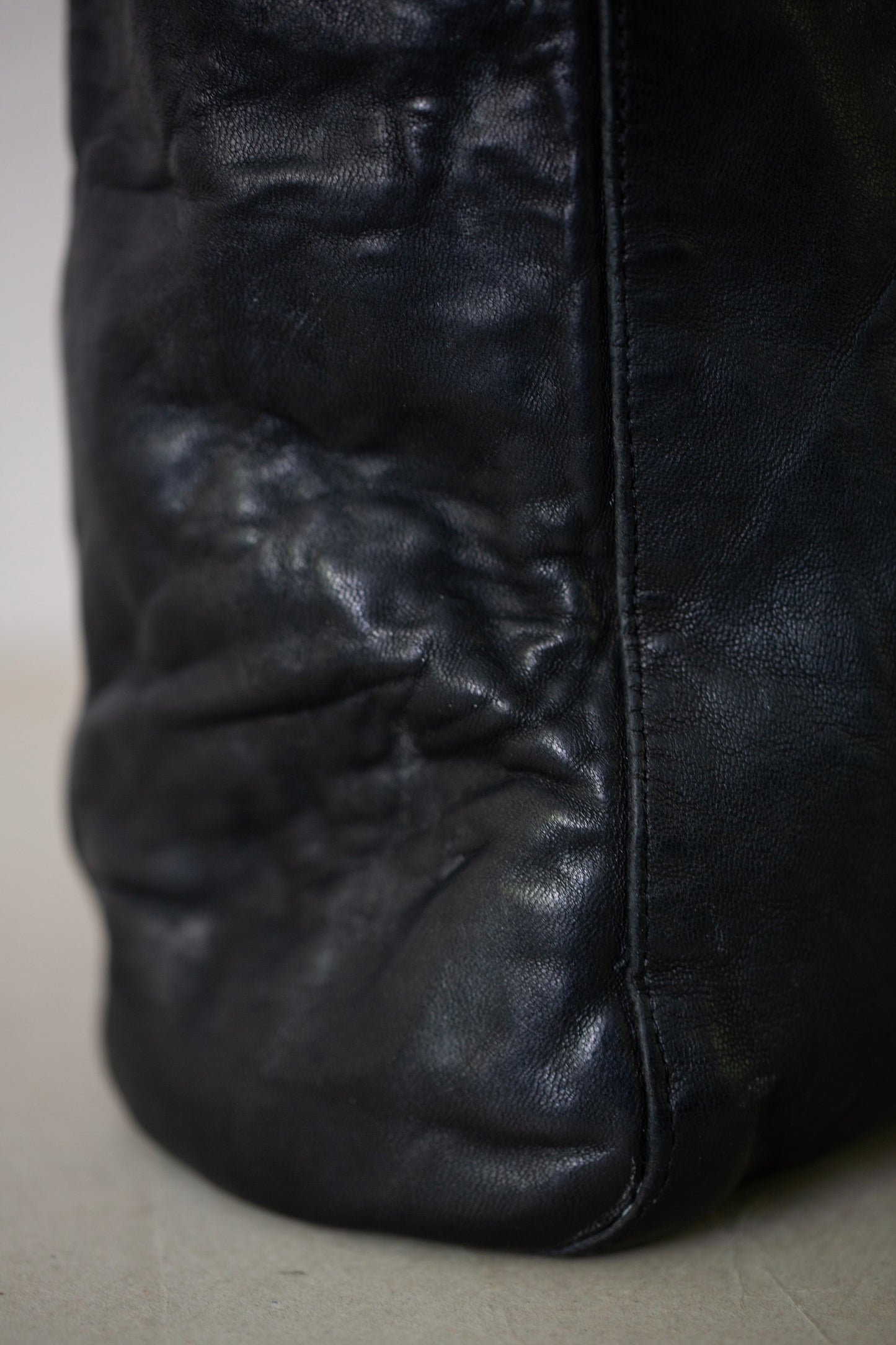 Large Black waxed Leather Bag