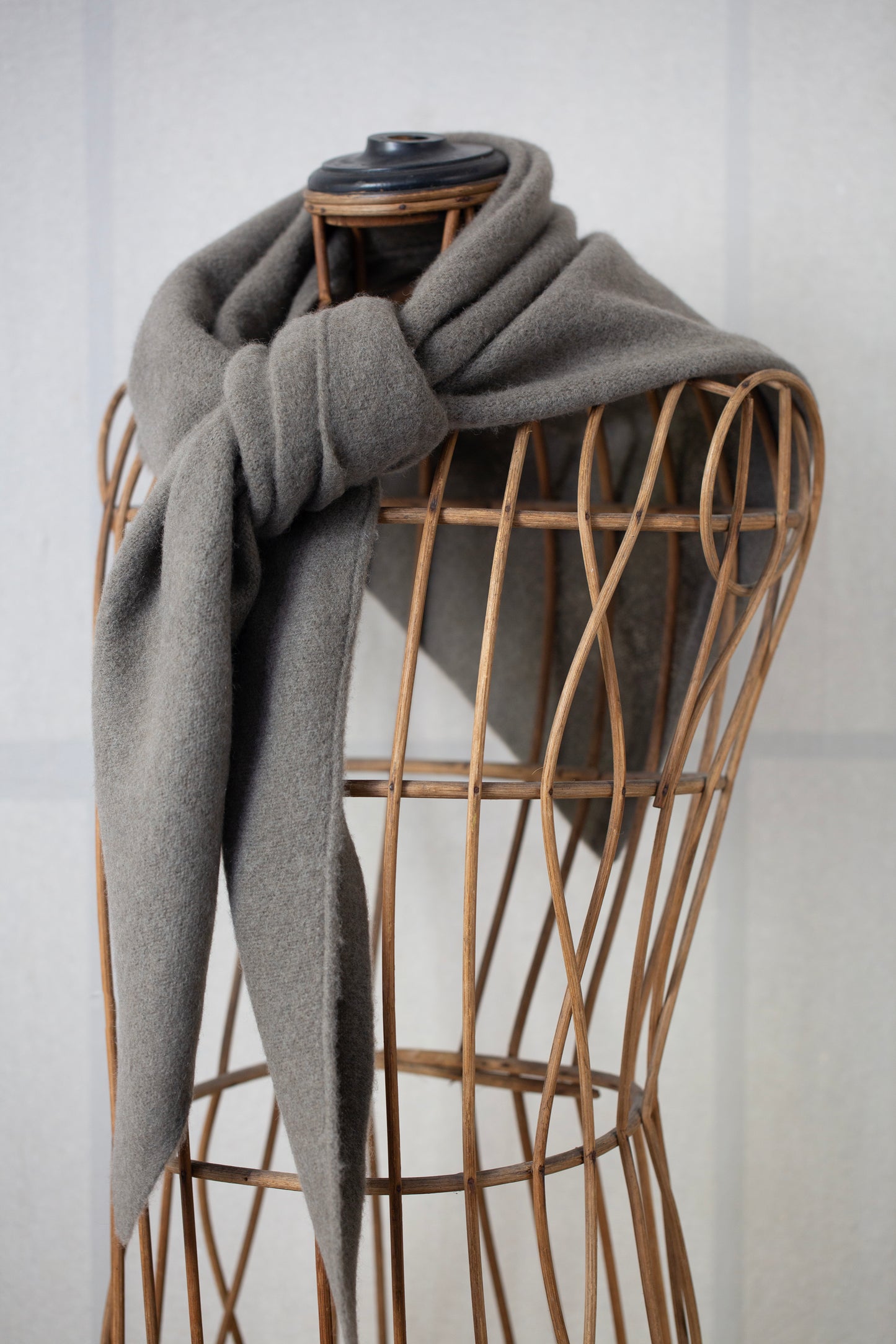 Grey yak wool triangle scarf