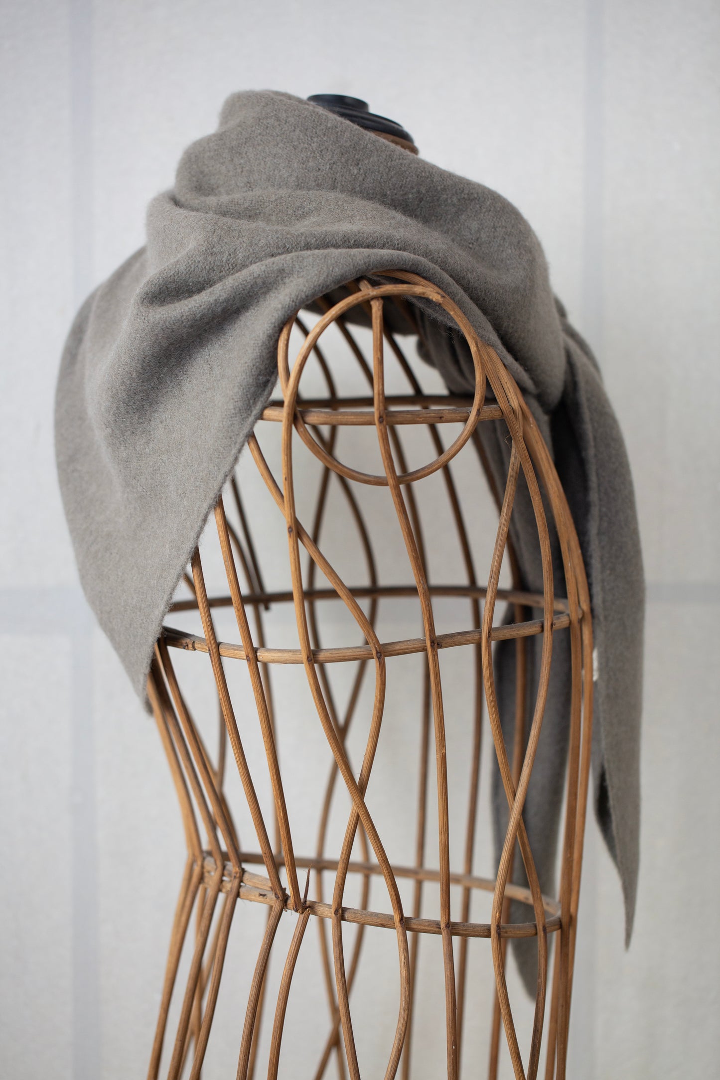 Grey yak wool triangle scarf