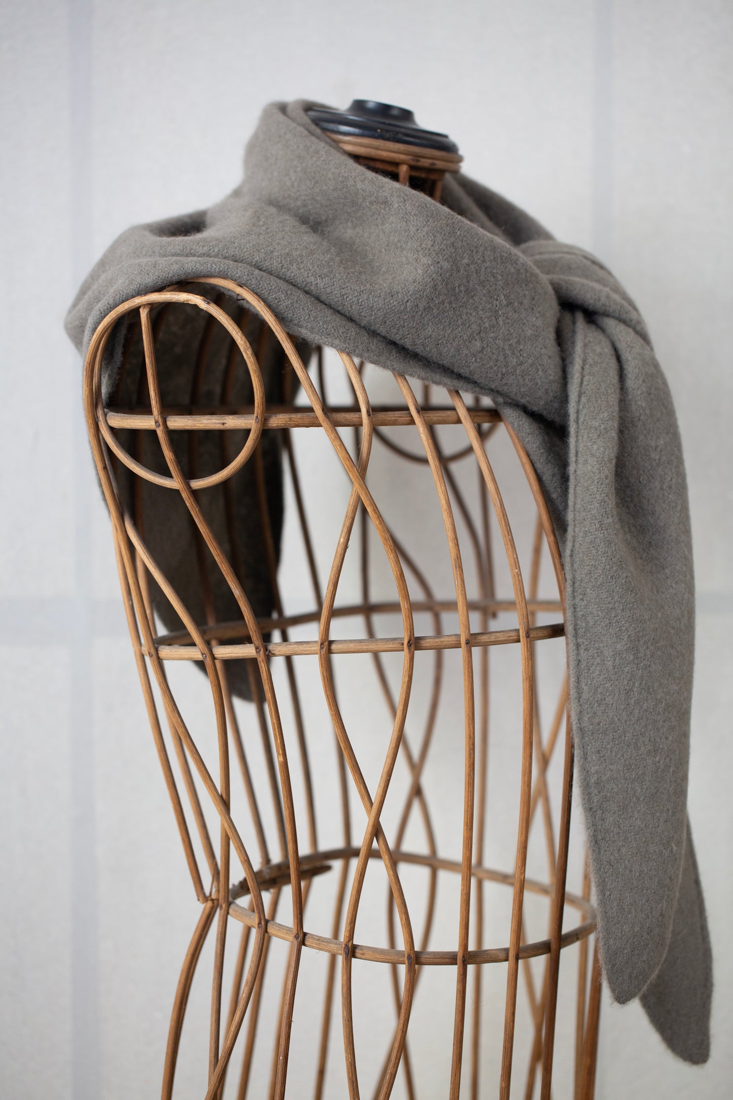 Grey yak wool triangle scarf