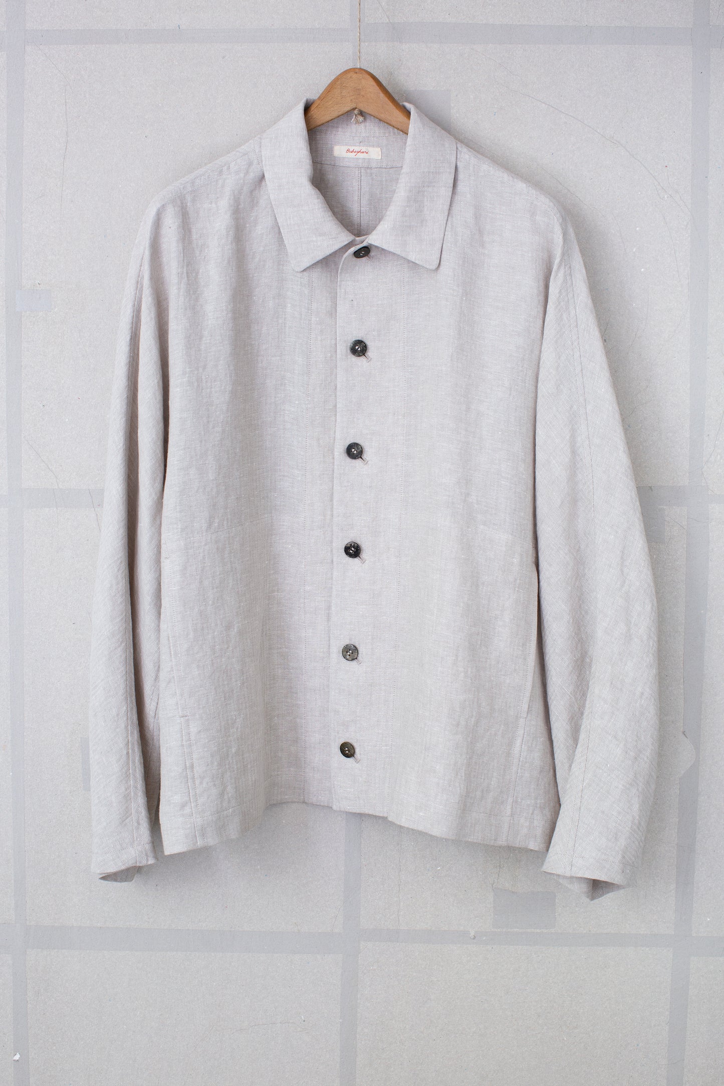 Off white linen crepe weave blouson