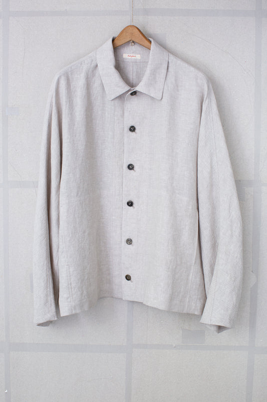 Off white linen crepe weave blouson