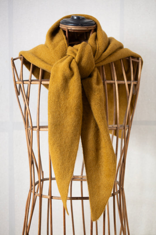 Ochre yak wool triangle scarf