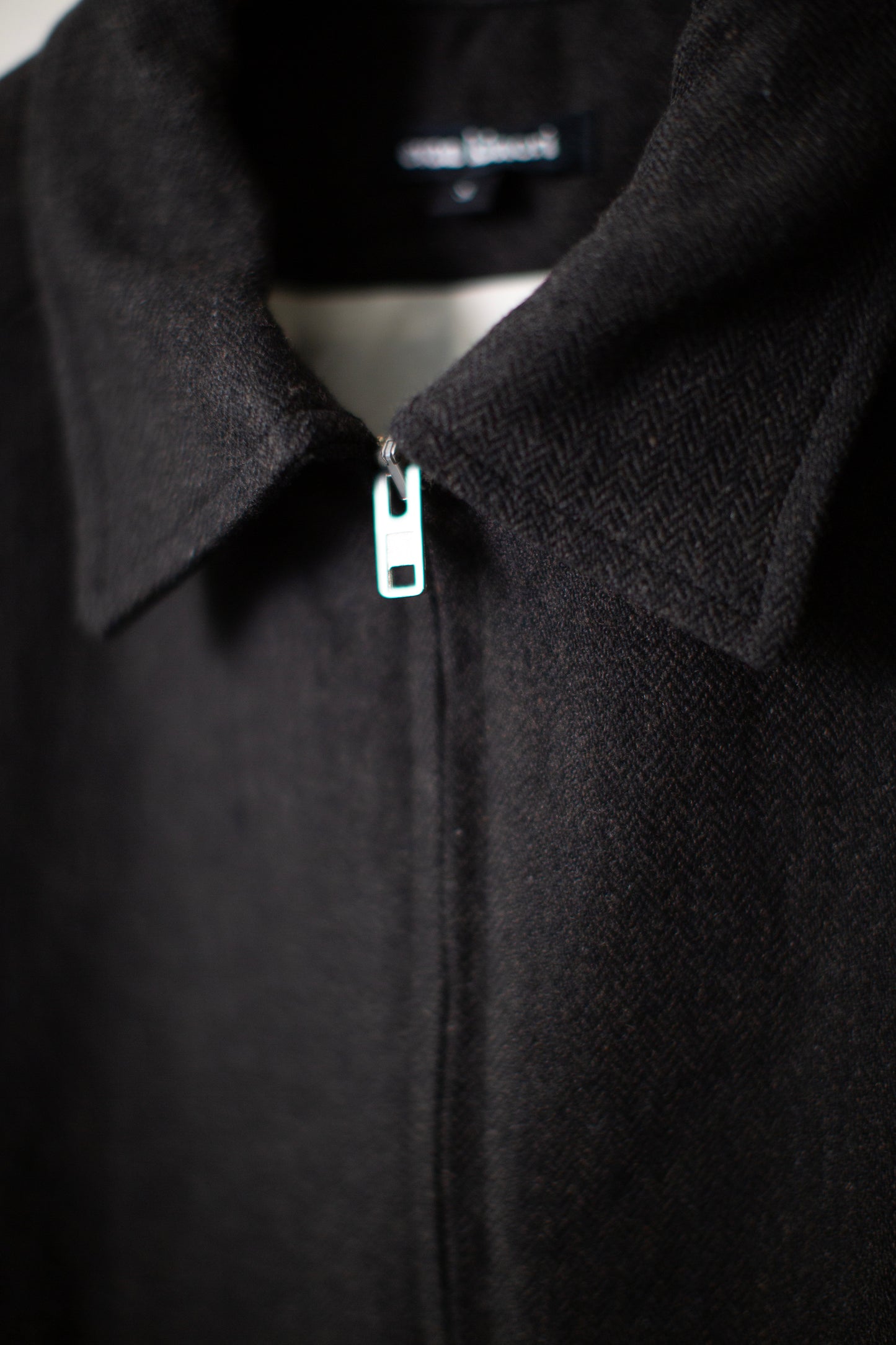 Zip Jacket Two in Black/Brown Wool/Linen Herringbone