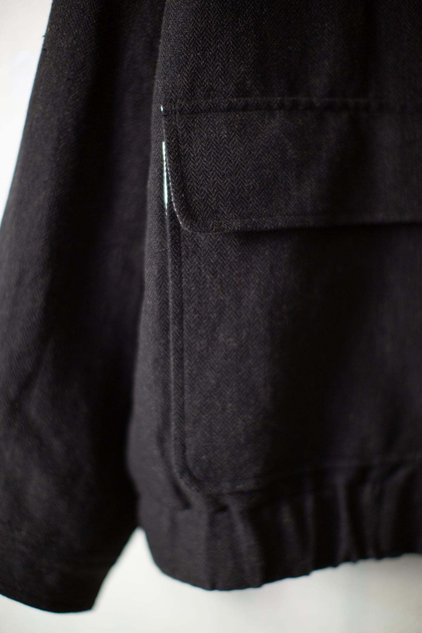 Zip Jacket Two in Black/Brown Wool/Linen Herringbone