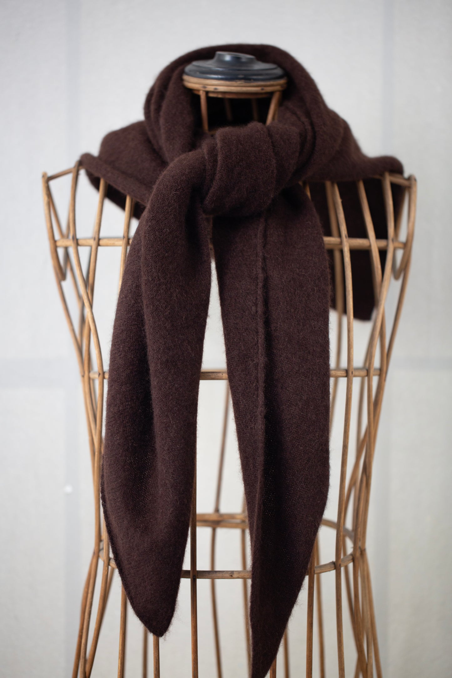 red brown yak wool triangle scarf