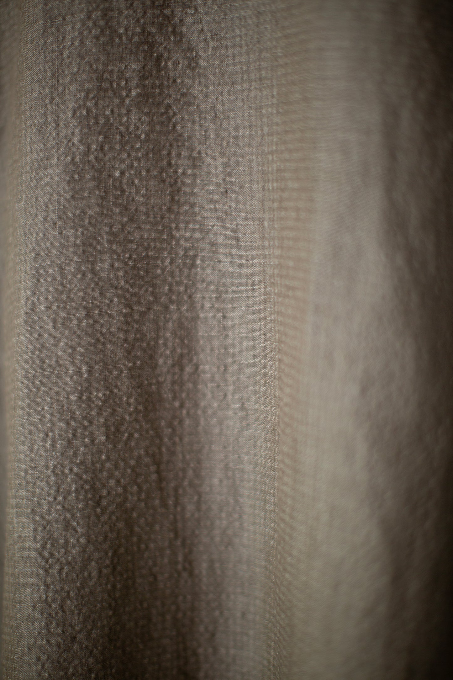 Taupe unevenly dyed cotton linen seersucker shirt
