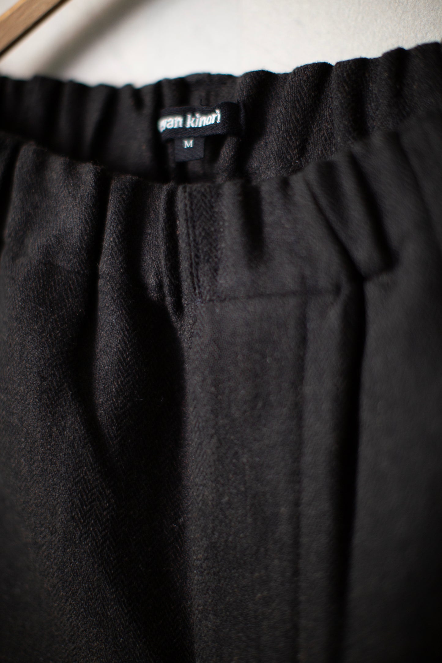 Elastic Pant in Black/Brown Wool/Linen Herringbone