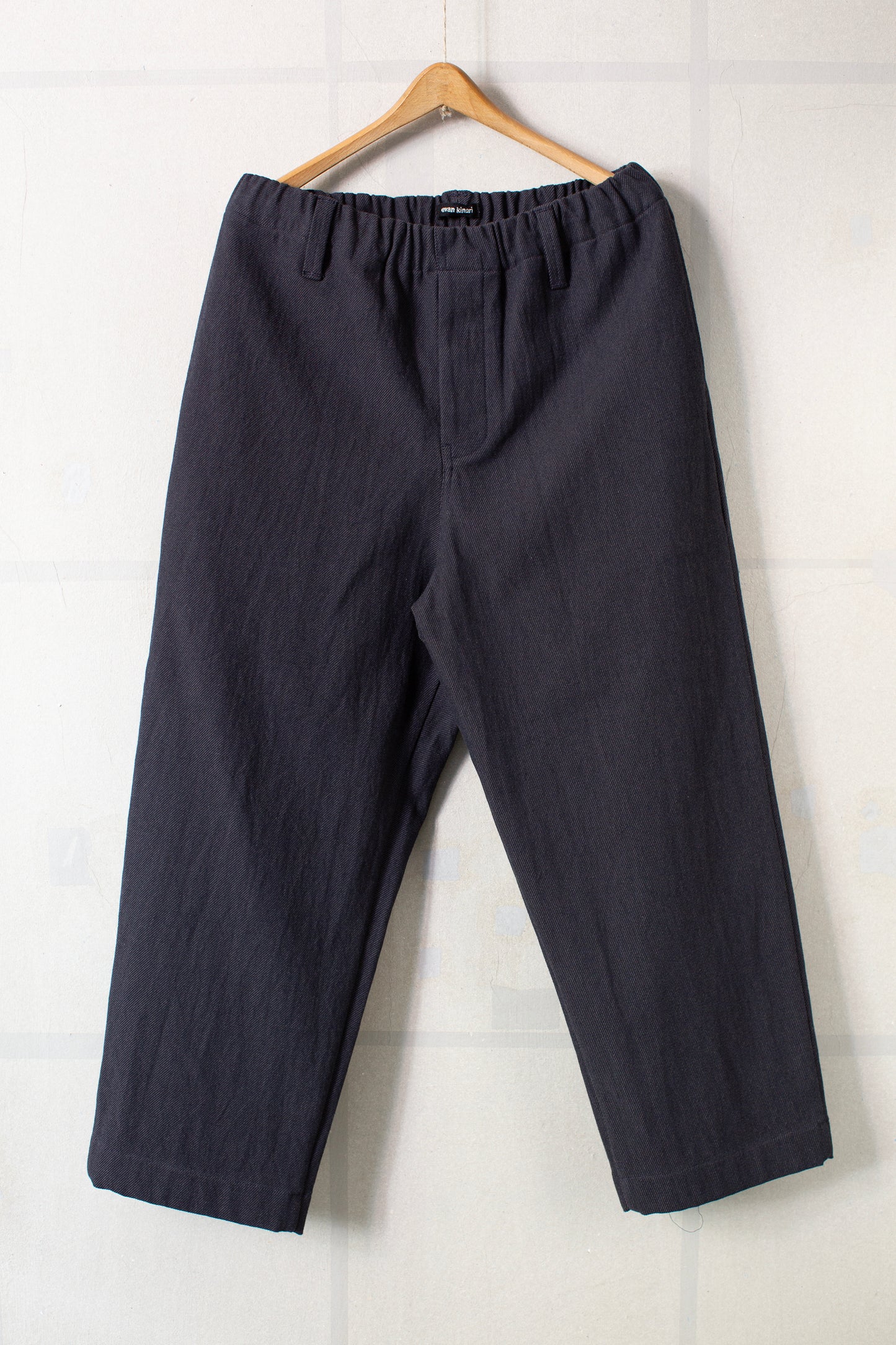 Elastic Pant in Navy/Grey Yarn Dyed Cotton Twill