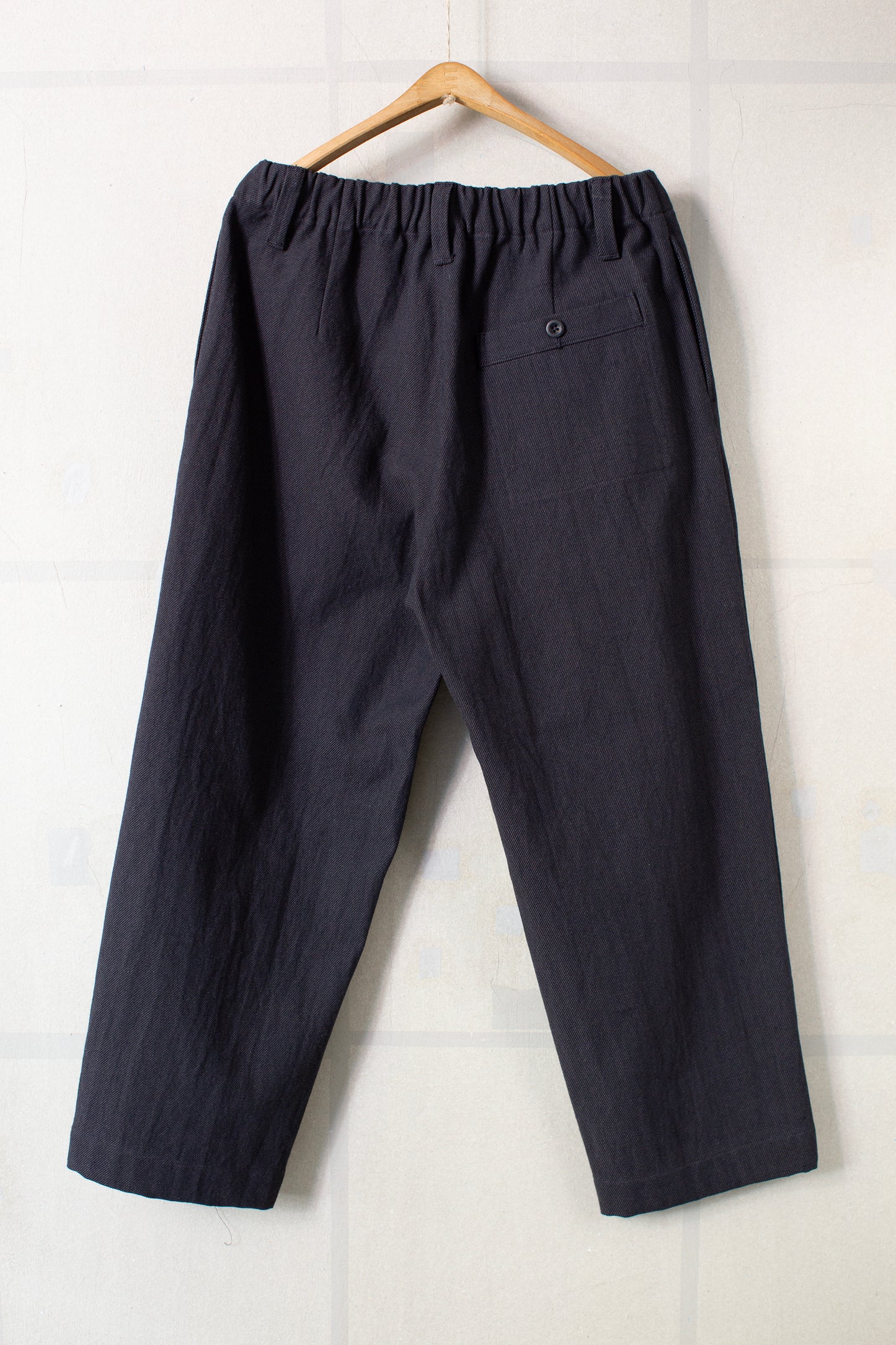Elastic Pant in Navy/Grey Yarn Dyed Cotton Twill