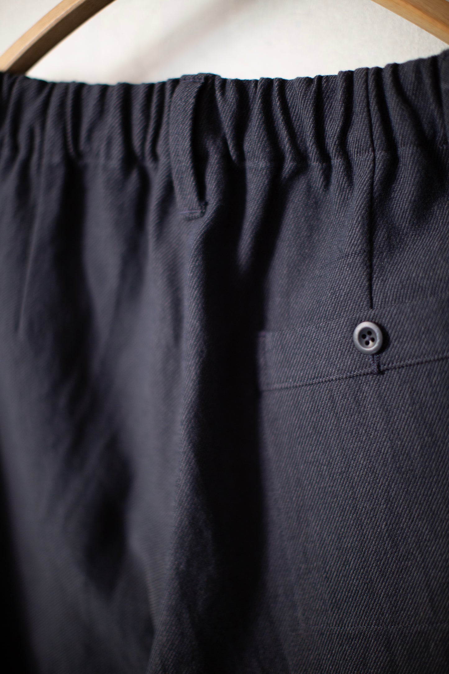 Elastic Pant in Navy/Grey Yarn Dyed Cotton Twill
