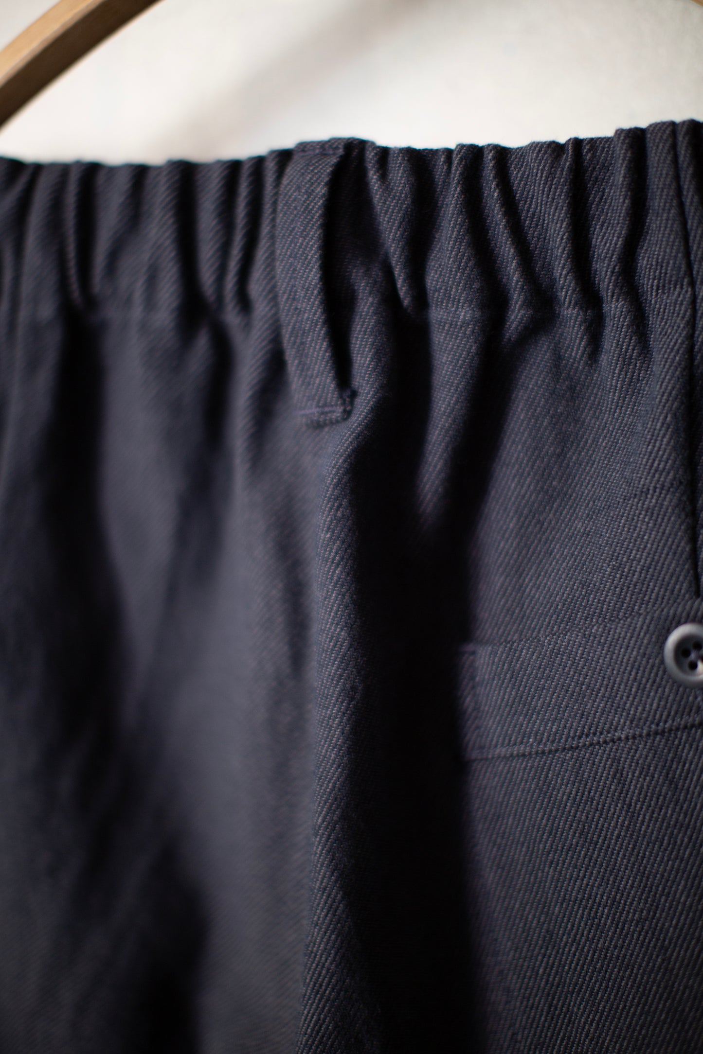 Elastic Pant in Navy/Grey Yarn Dyed Cotton Twill