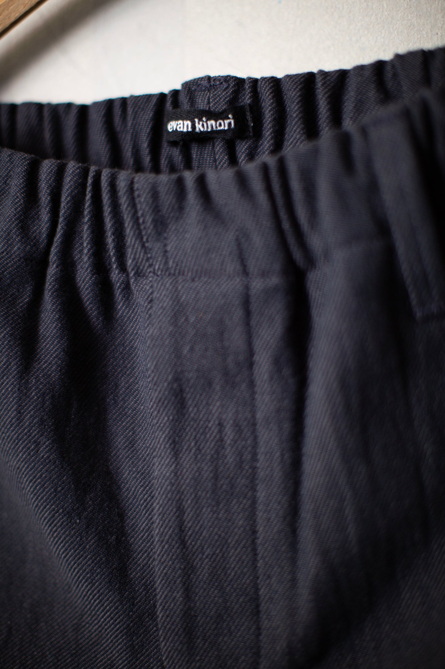 Elastic Pant in Navy/Grey Yarn Dyed Cotton Twill