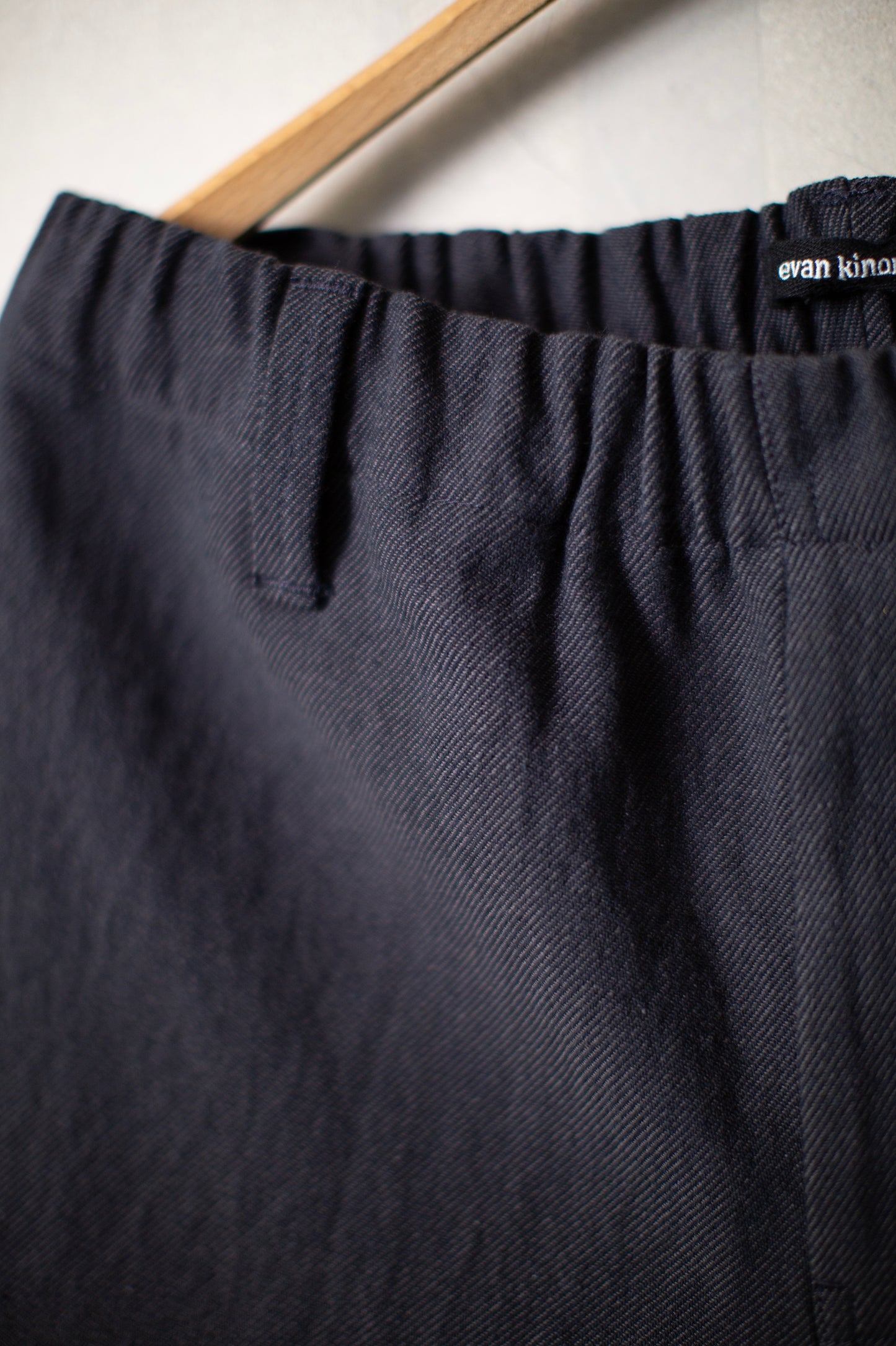 Elastic Pant in Navy/Grey Yarn Dyed Cotton Twill