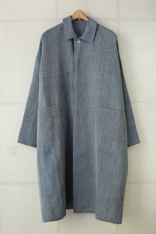 Shirt coat from antique handwoven kimono fabric