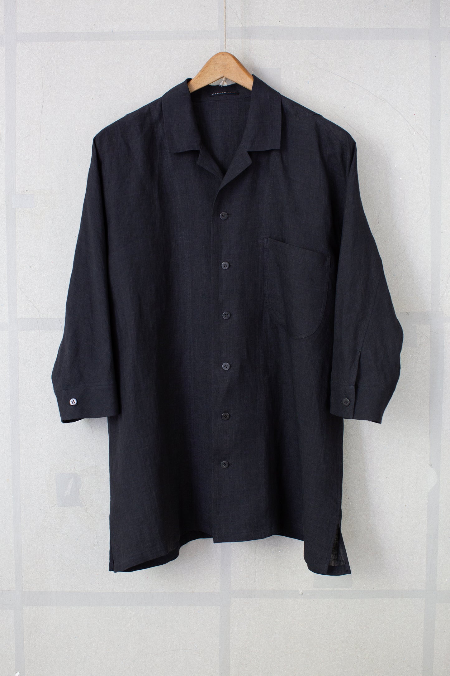 Black unevenly dyed linen shirt
