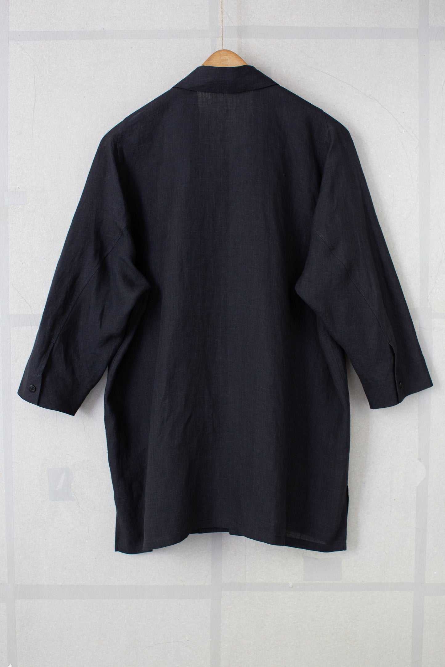 Black unevenly dyed linen shirt