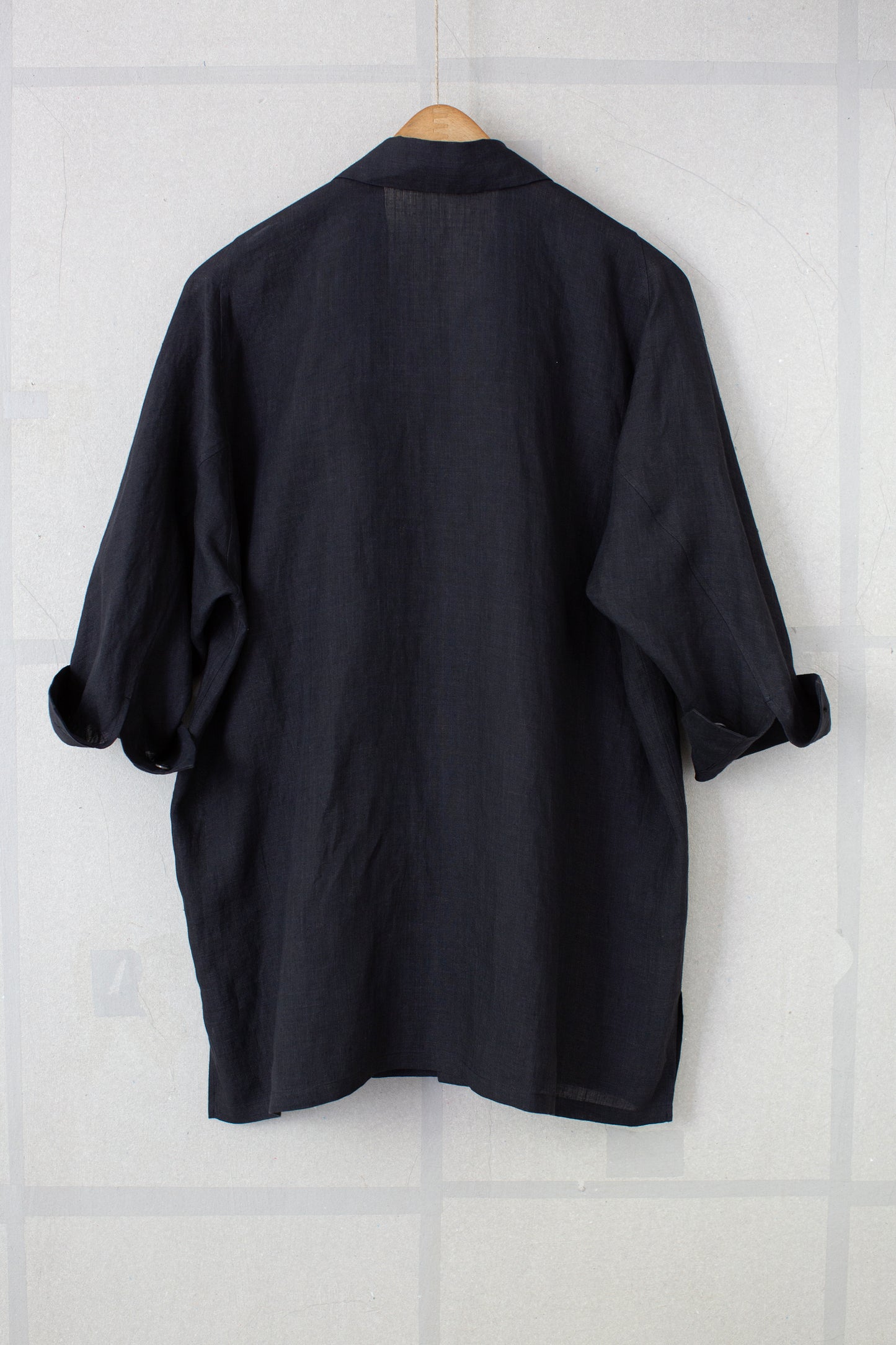 Black unevenly dyed linen shirt