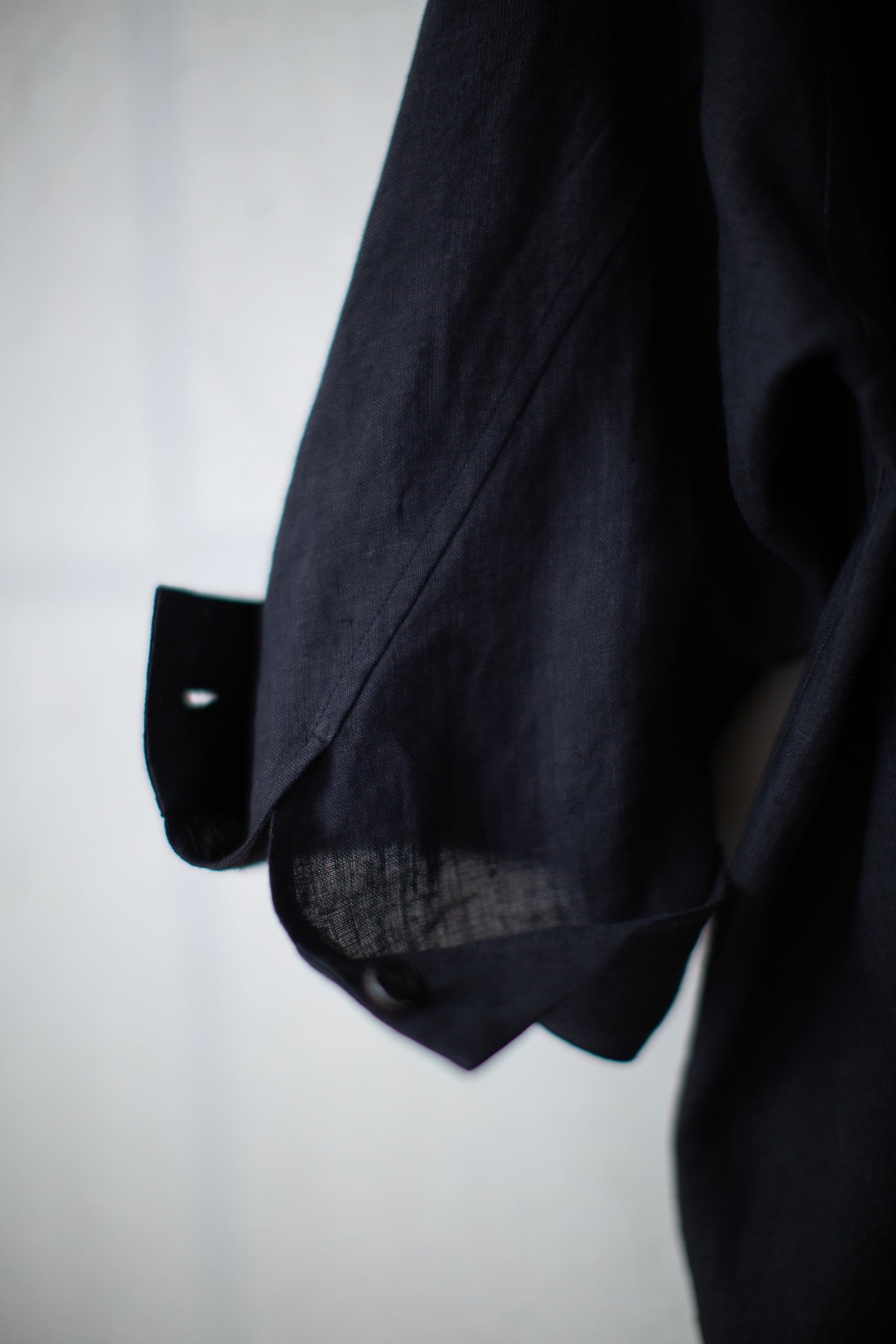 Black unevenly dyed linen shirt