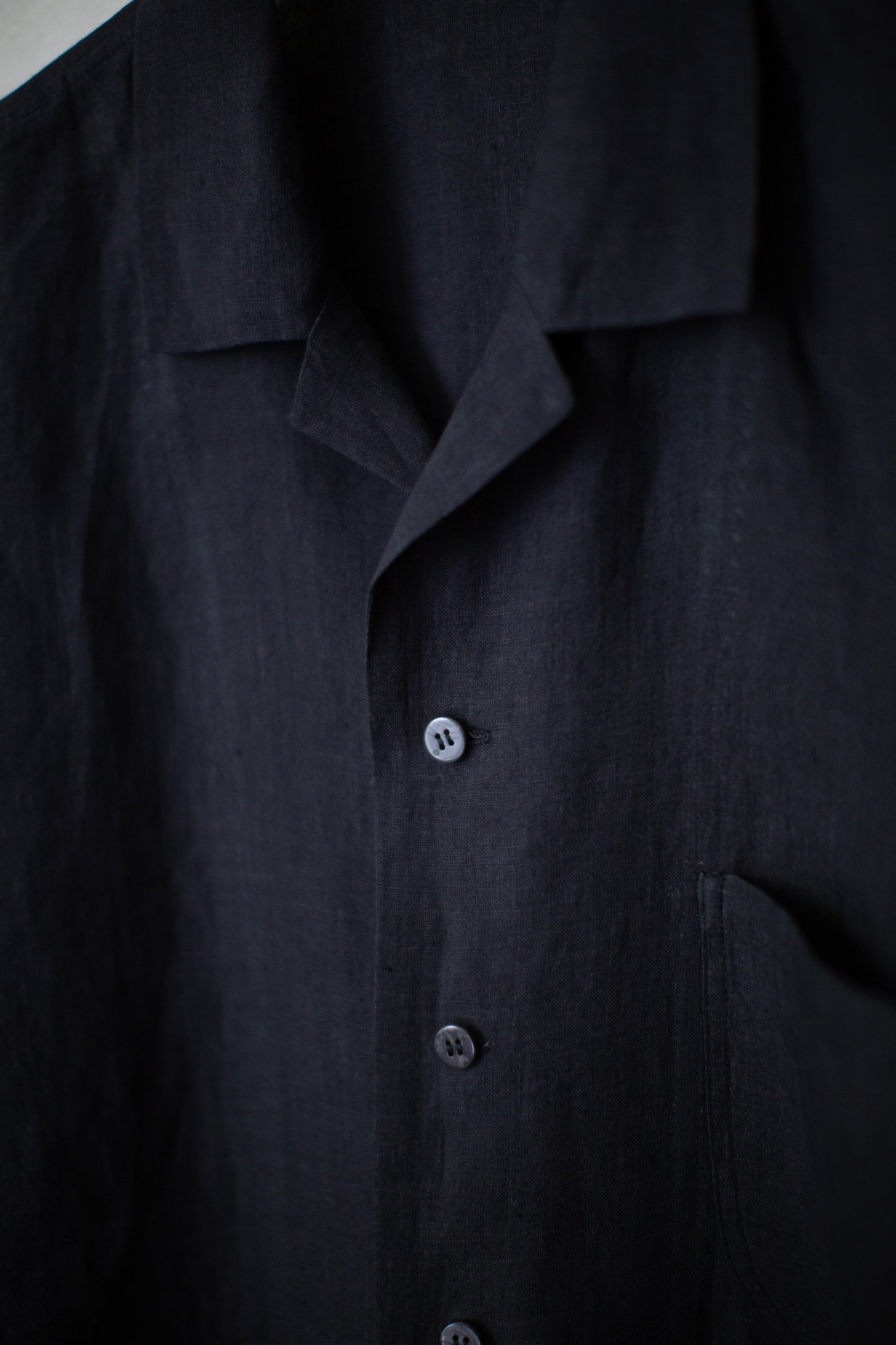 Black unevenly dyed linen shirt