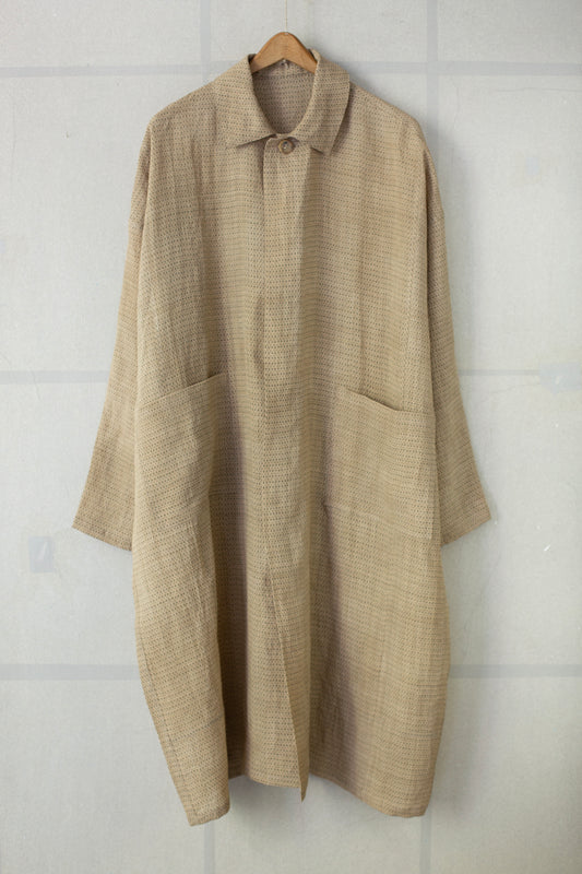 Shirt coat from antique handwoven kimono fabric