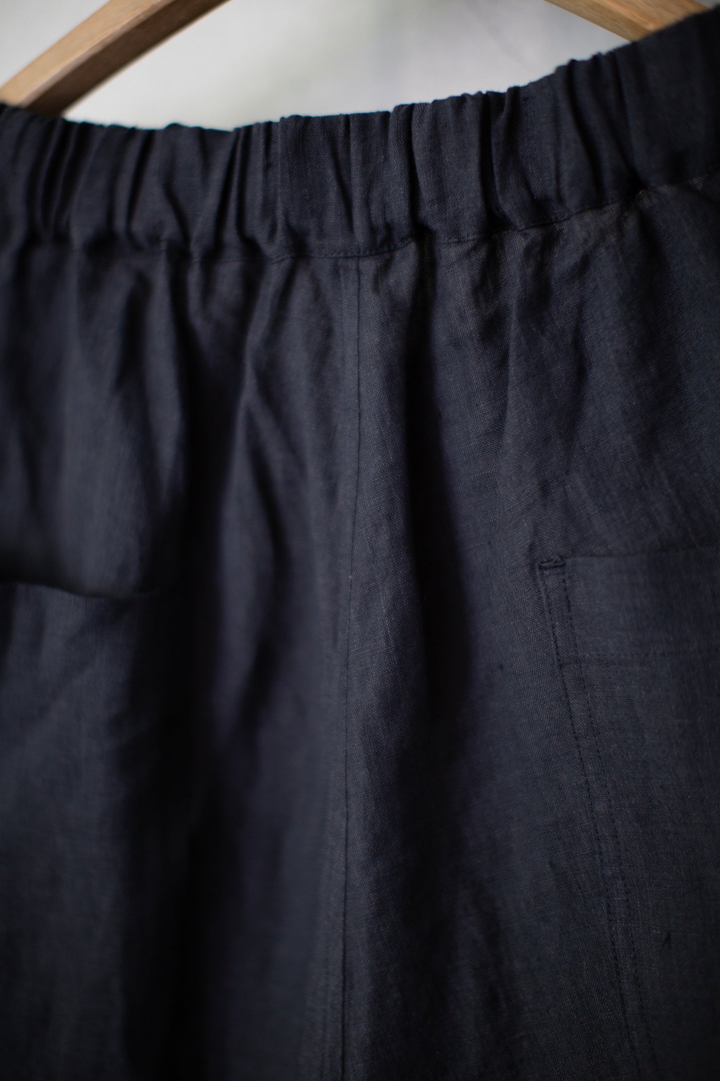 Black unevenly dyed linen trousers