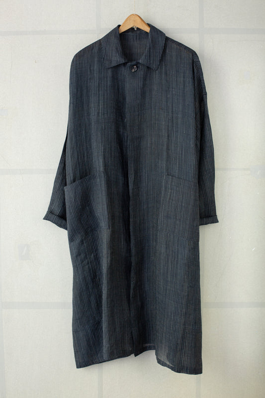 Shirt coat from antique handwoven kimono fabric
