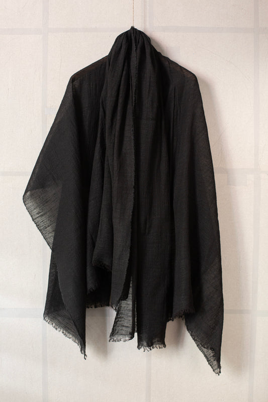 Large Shawl in black Tussar silk
