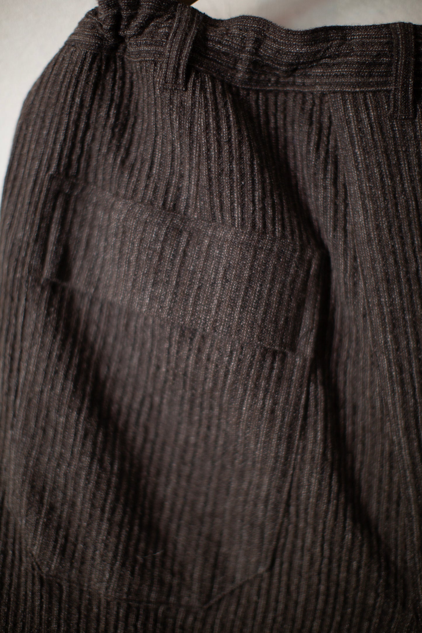 TROUSERS#92 - BROWN STRIPED YAK LINEN COTTON