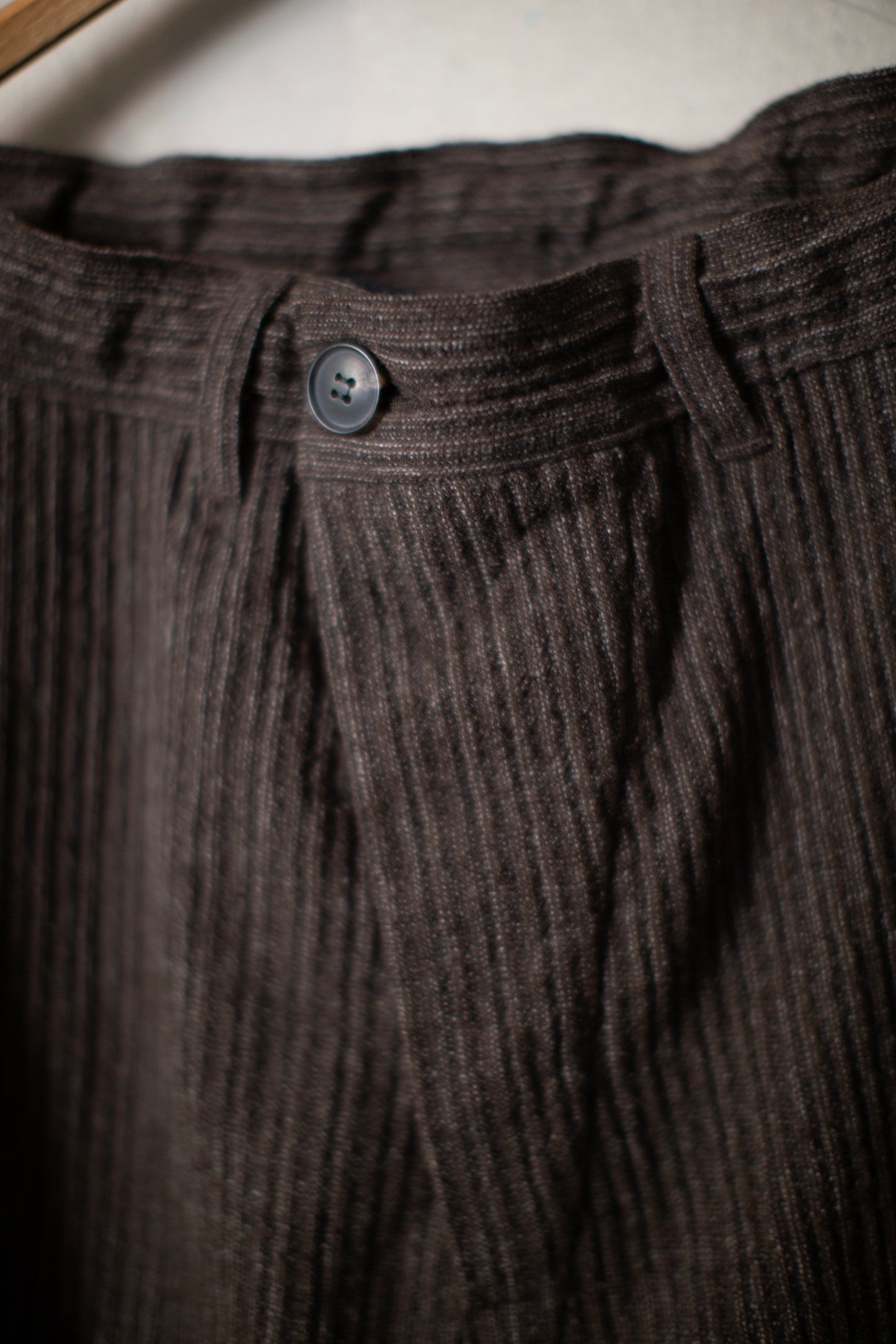 TROUSERS#92 - BROWN STRIPED YAK LINEN COTTON