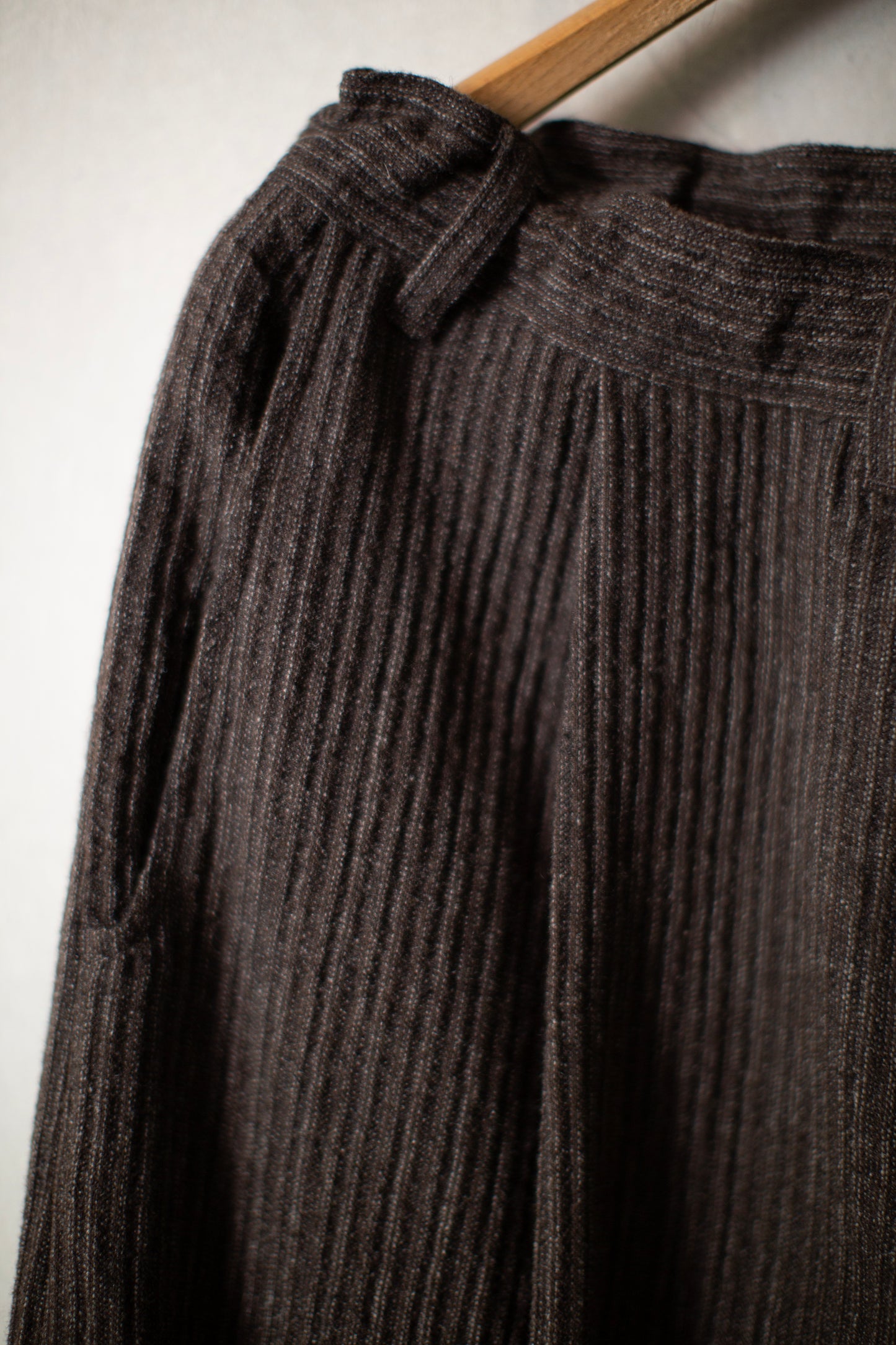 TROUSERS#92 - BROWN STRIPED YAK LINEN COTTON