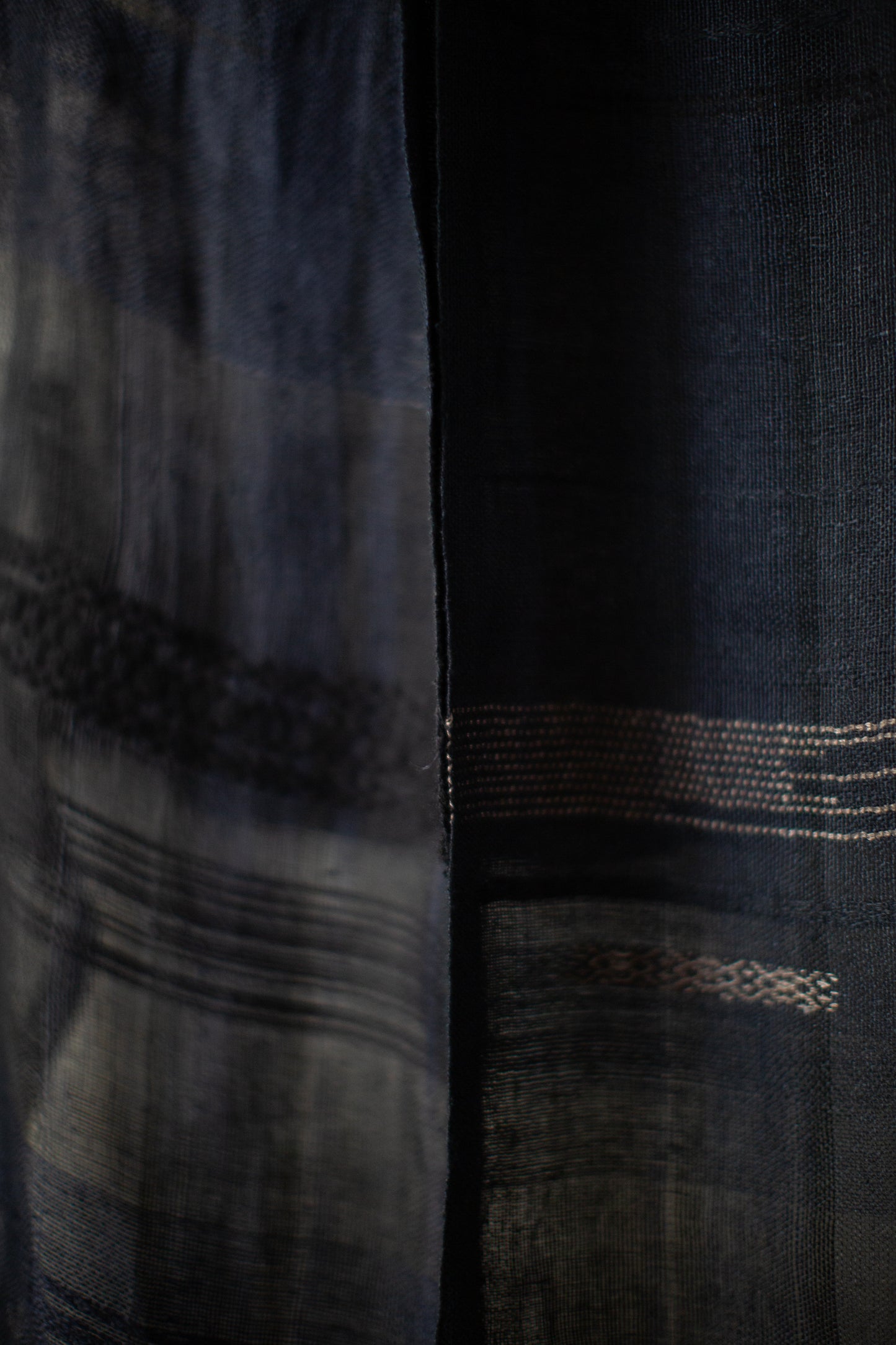 Hand woven stole black navy slate