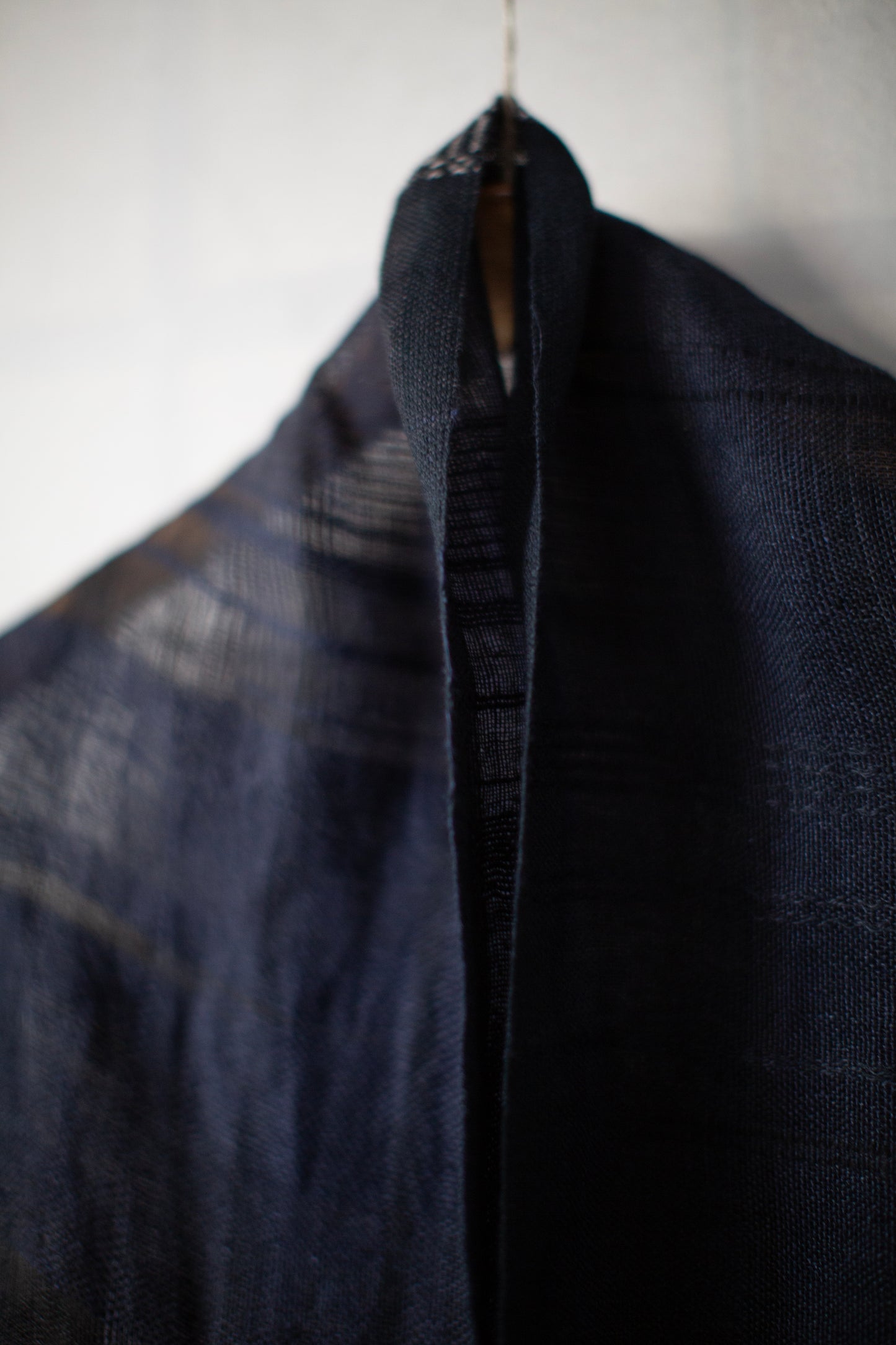 Hand woven stole black navy slate