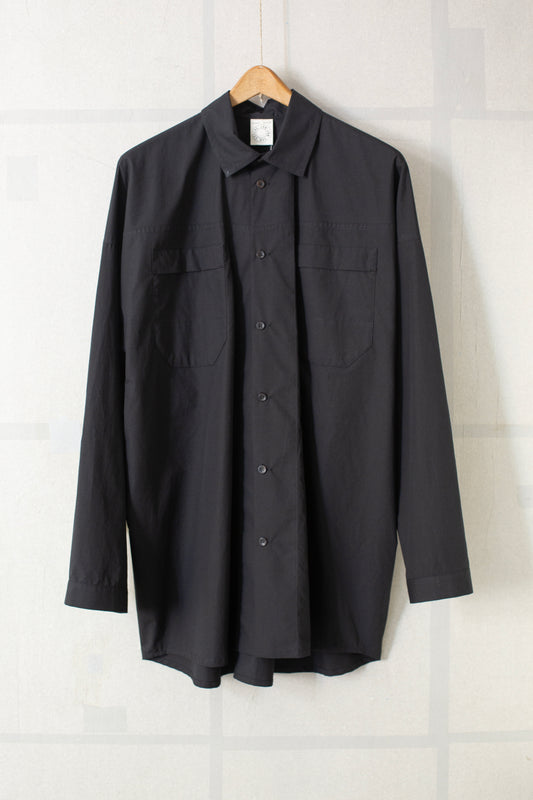 SHIRT#97 - BLACK COTTON HEMP POPLIN
