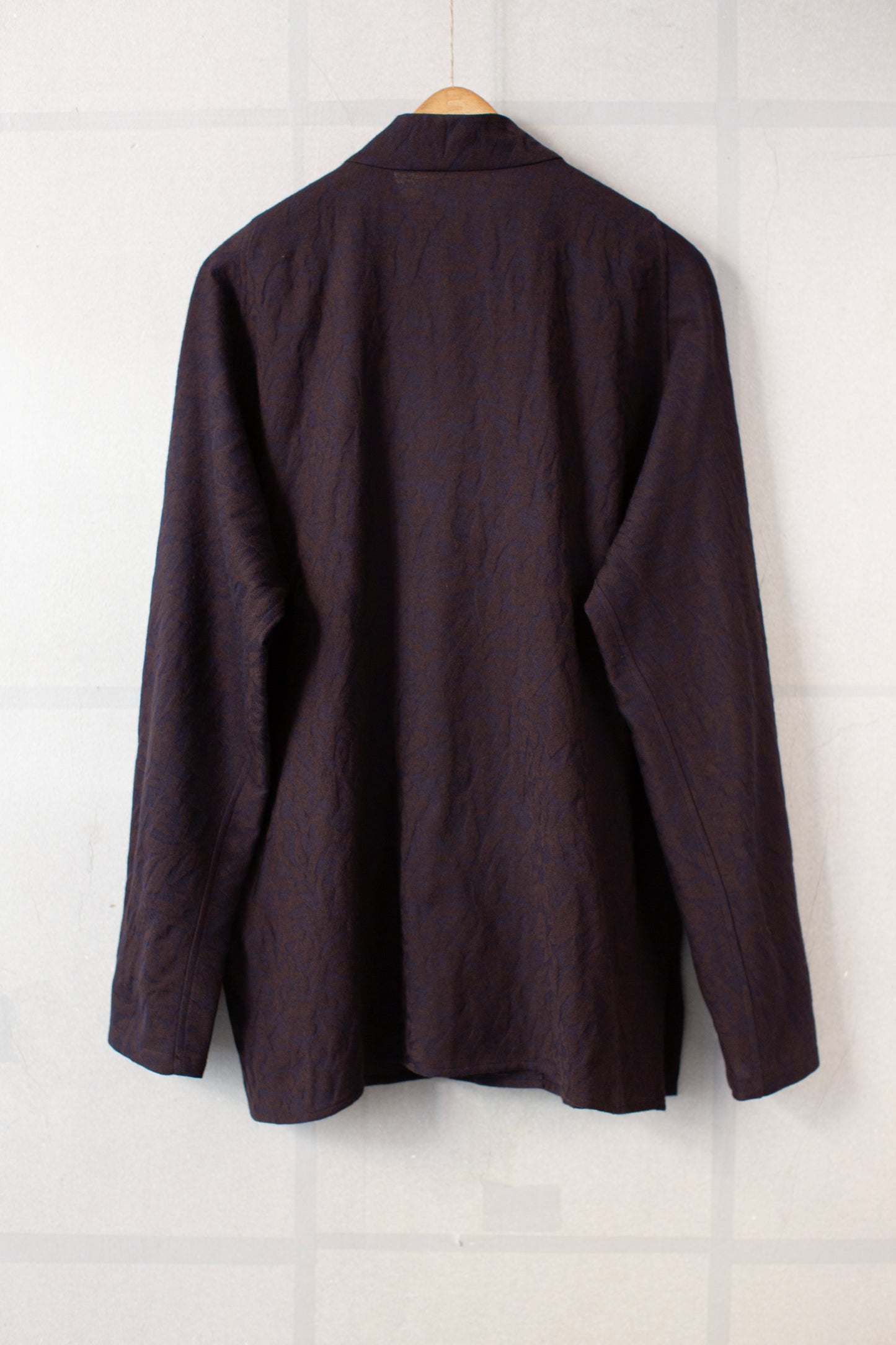 Navy & brown wool jacquard shirt