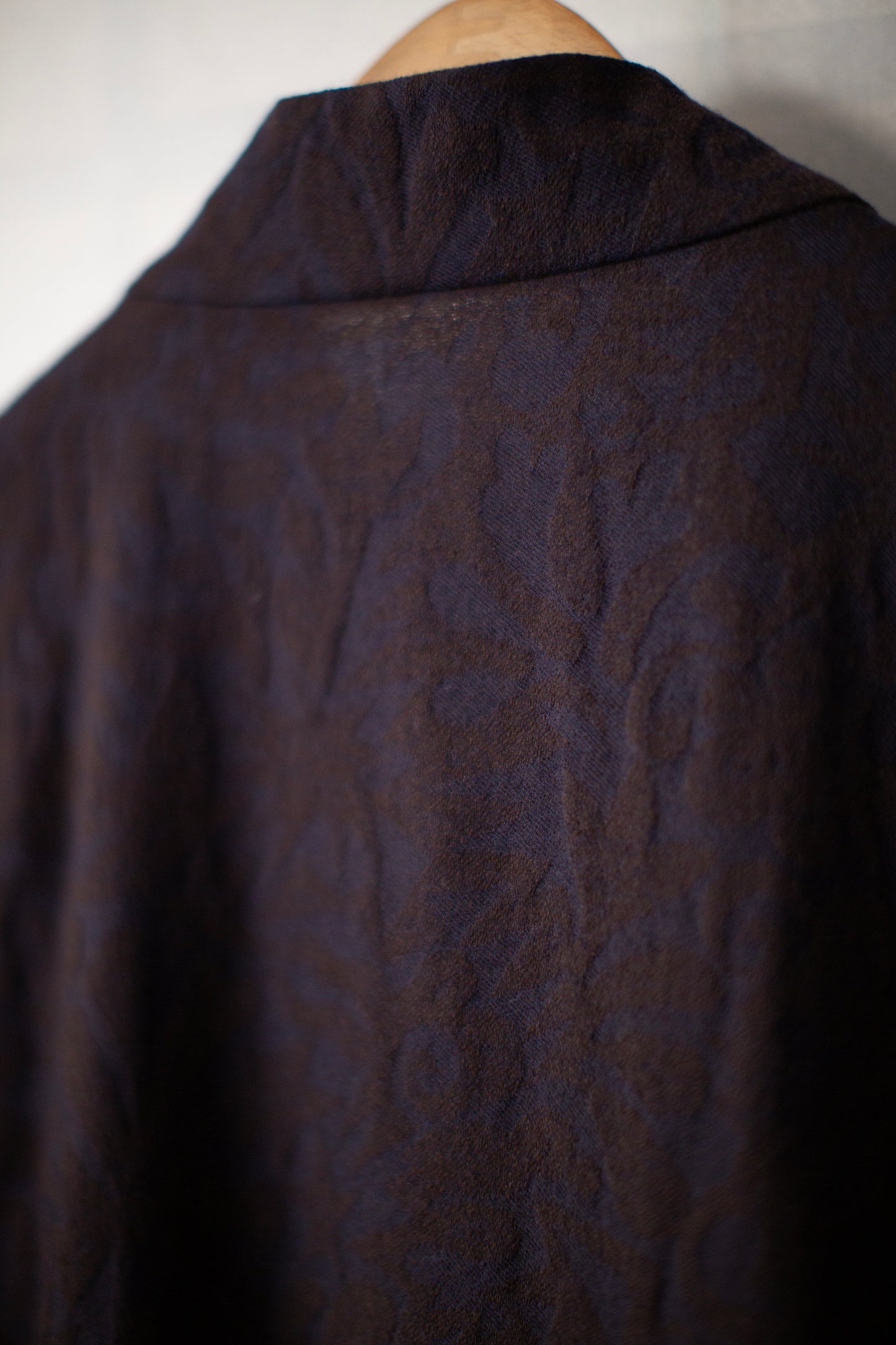 Navy & brown wool jacquard shirt
