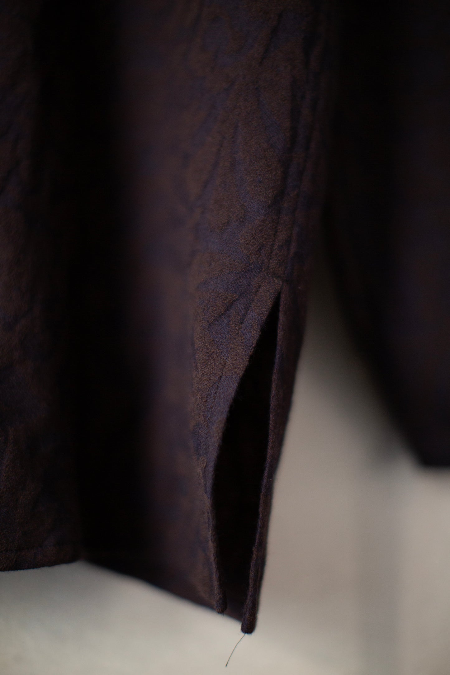 Navy & brown wool jacquard shirt
