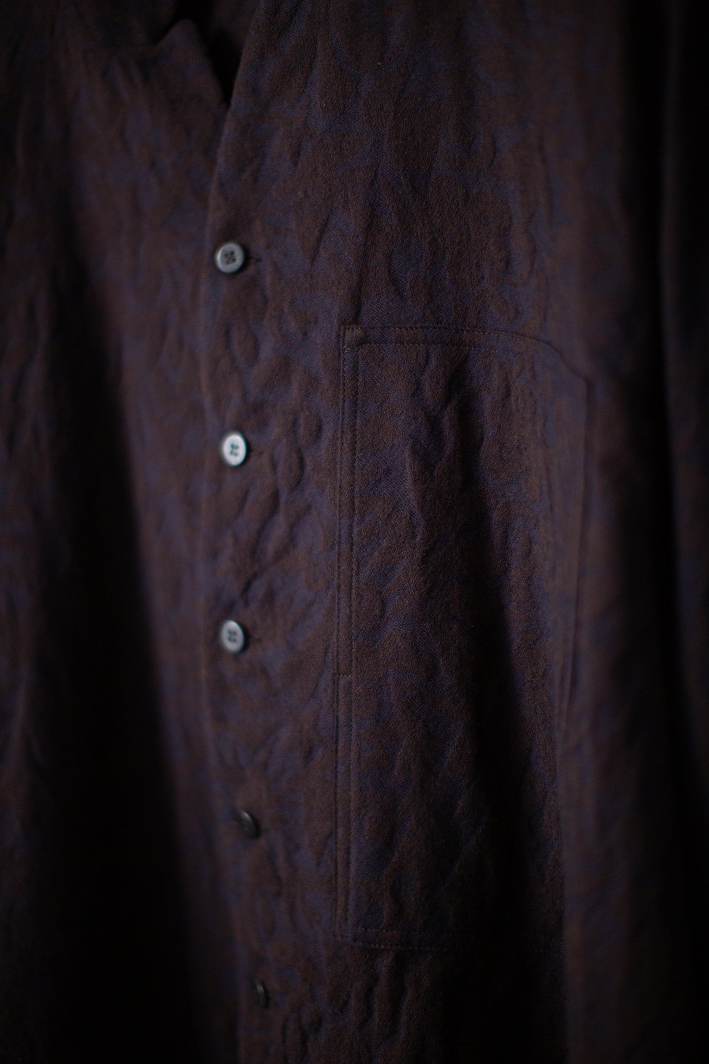 Navy & brown wool jacquard shirt